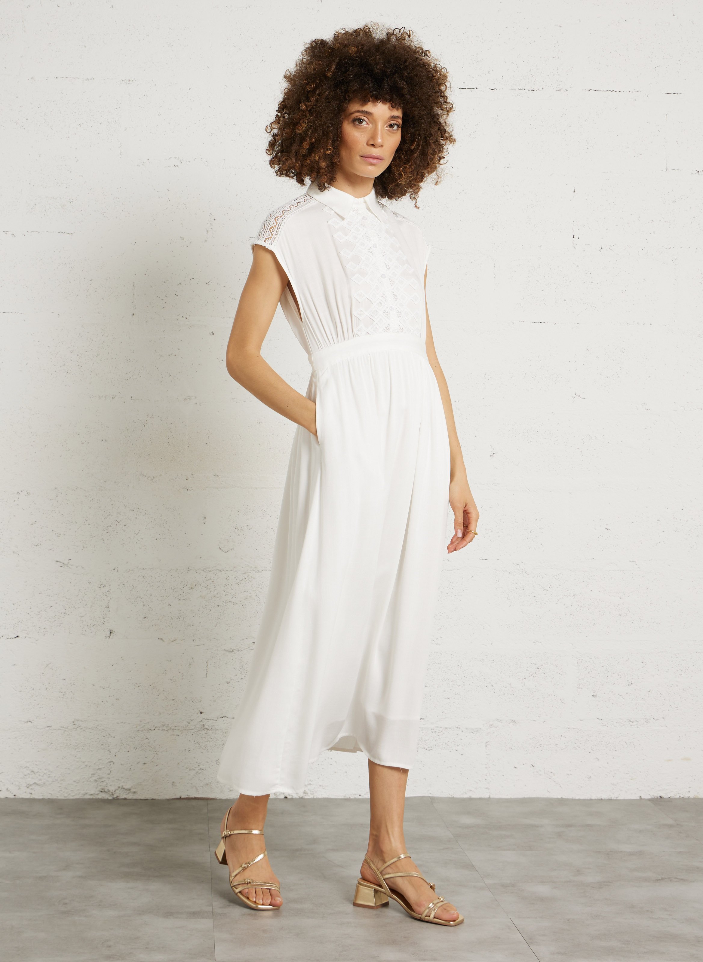 Robe longue col classique SEE U SOON Blanc