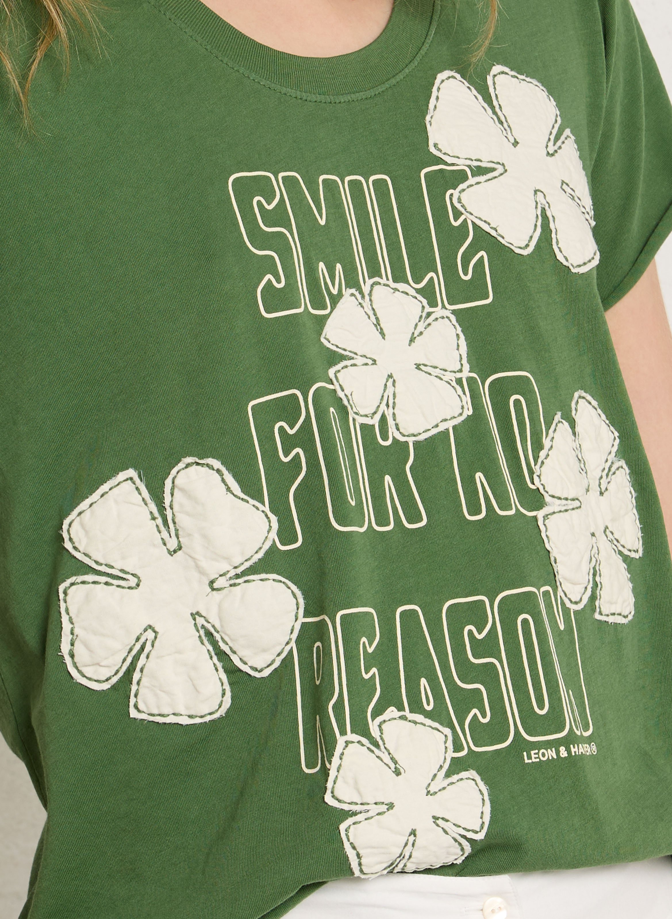 Round-neck organic cotton T-shirt LEON & HARPER Green