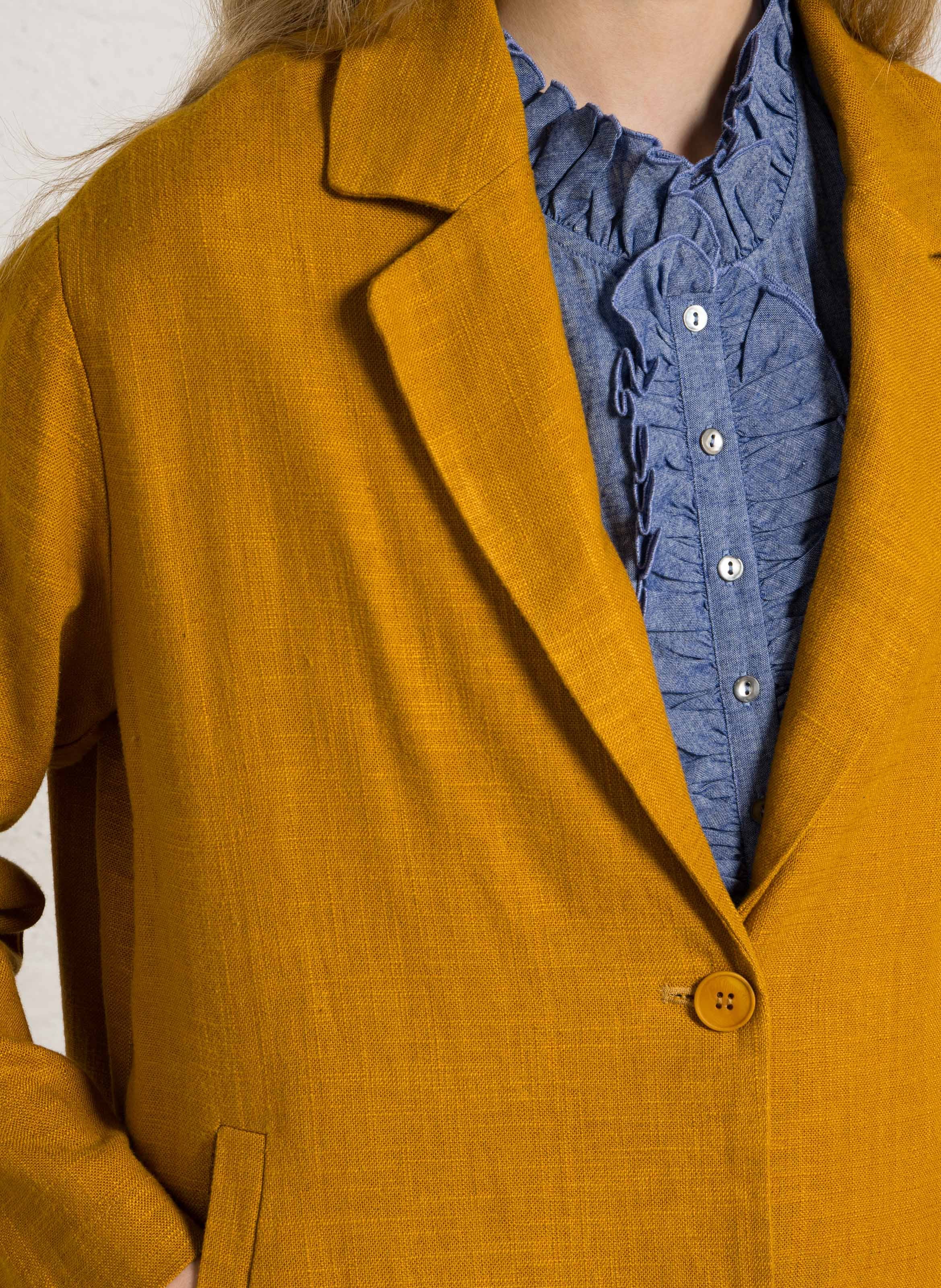 Blazer mit Revers aus Leinen und Baumwollmischung BELLA JONES Gelb