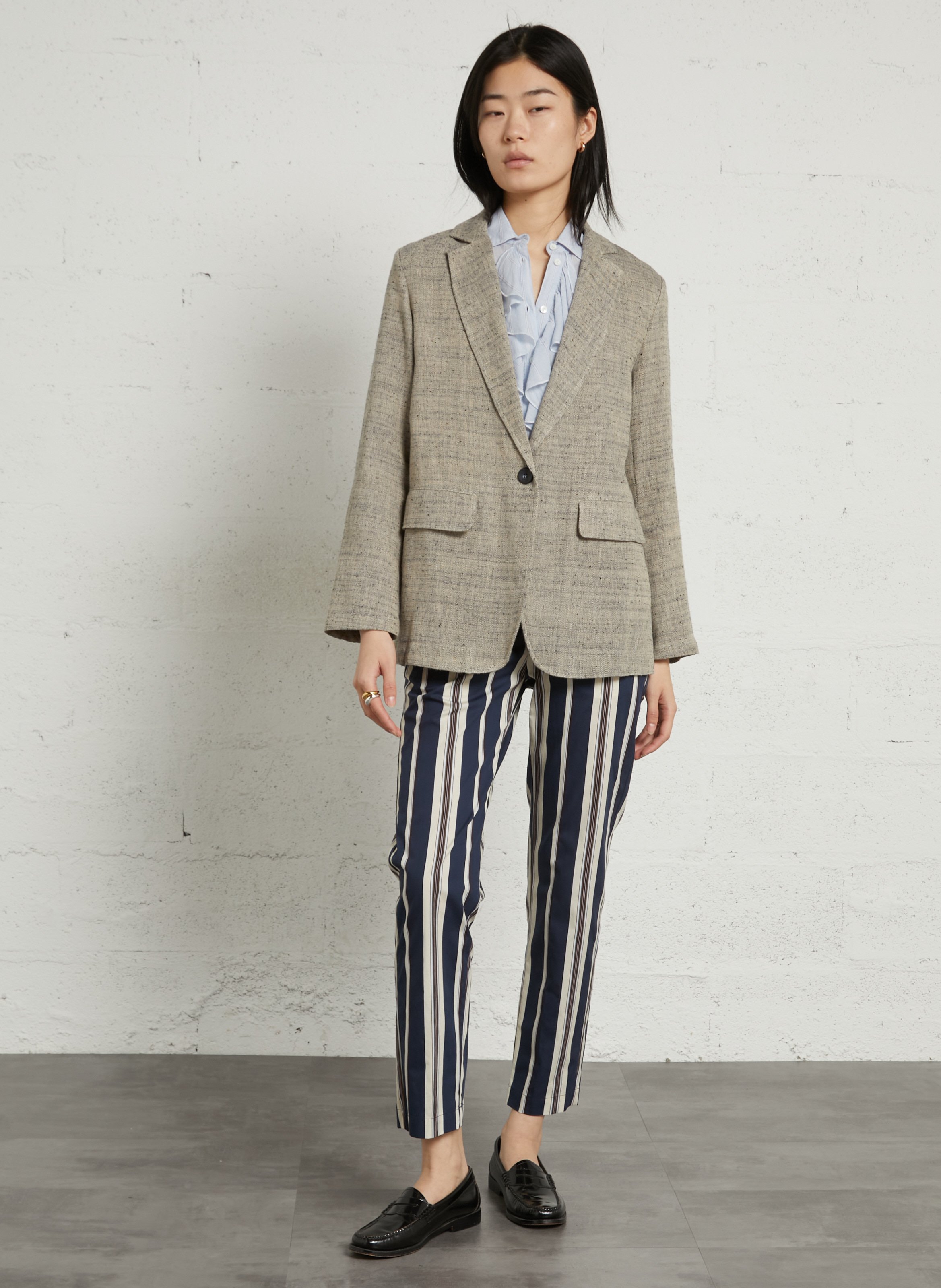 Veste droite col tailleur chinée en cachemire mélangé DIEGA Multicolore