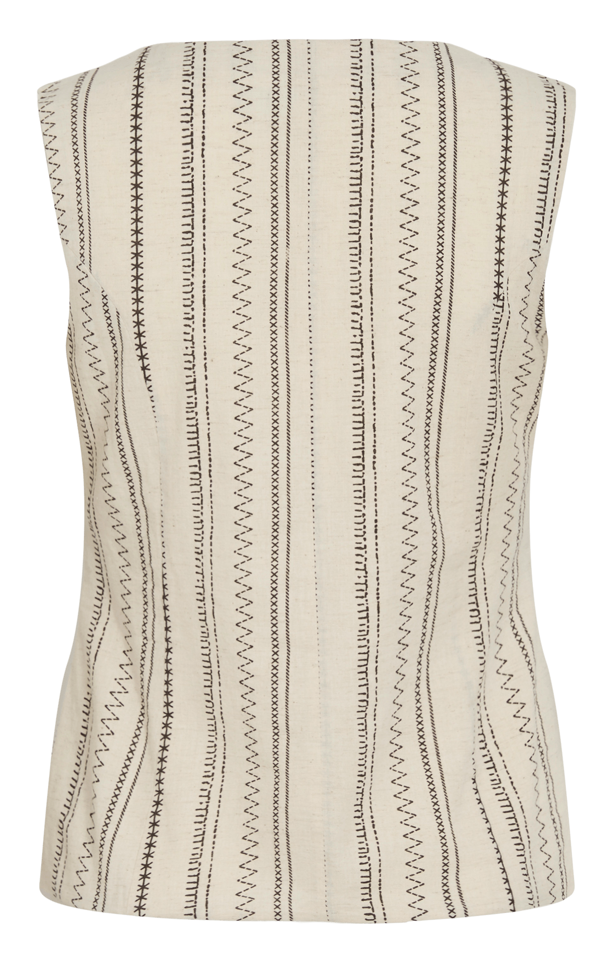 Taillierte Weste aus Baumwolle und Leinen mit Streifen VILA Beige