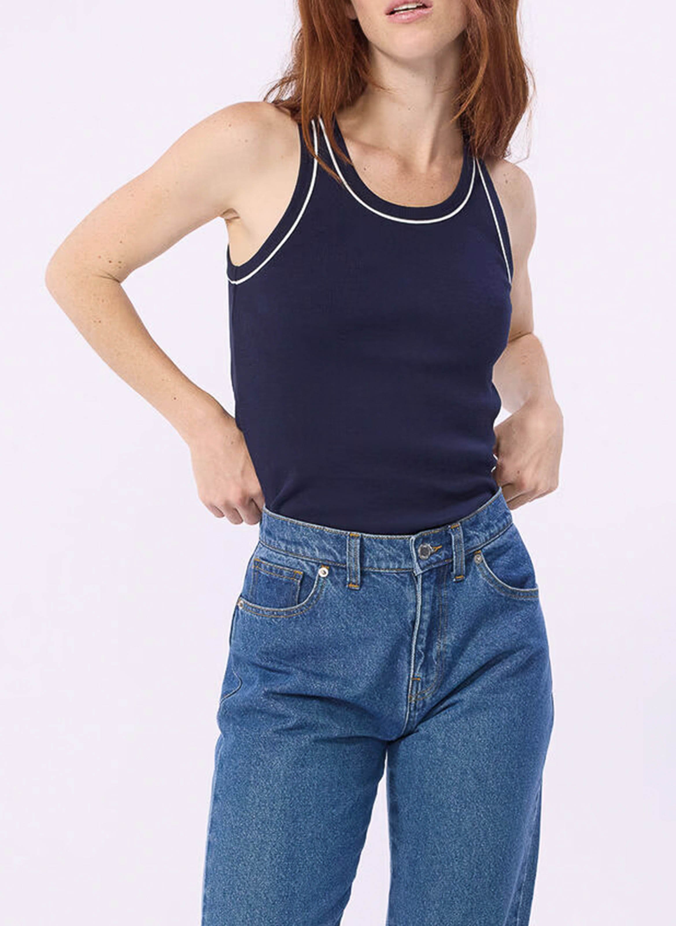 Baumwoll-Tanktop mit Rundhalsausschnitt PETIT BATEAU Blau