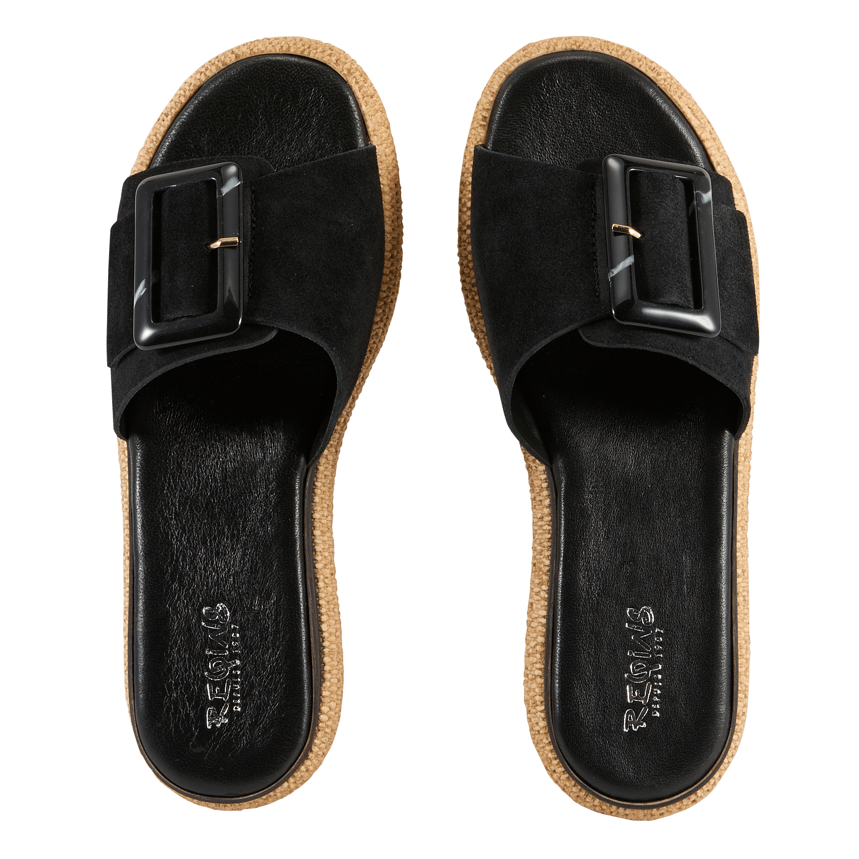 Sandales plates en cuir  REQINS Noir