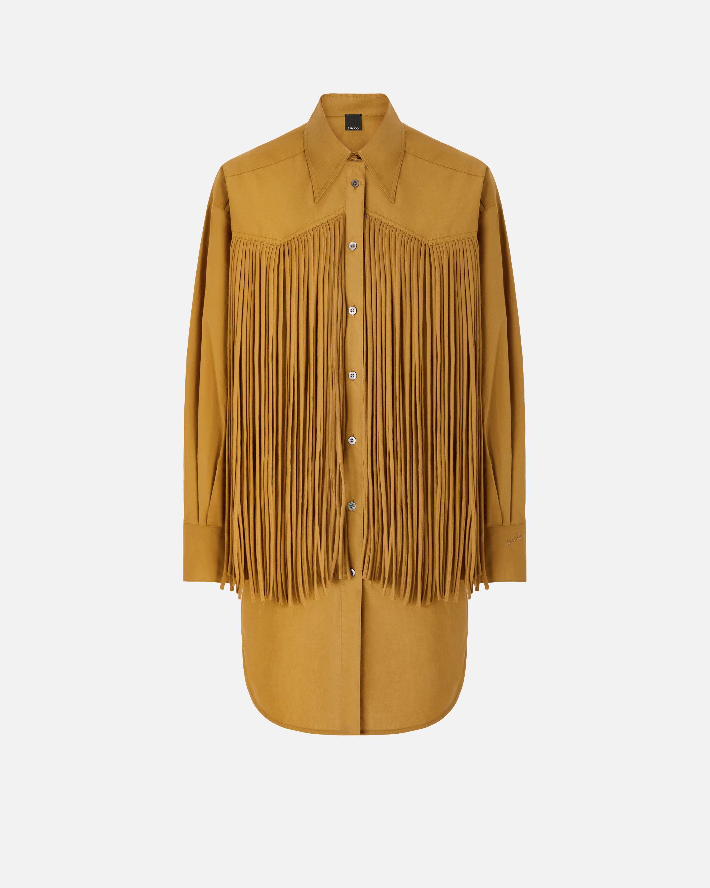 Robe chemise courte à franges PINKO Orange