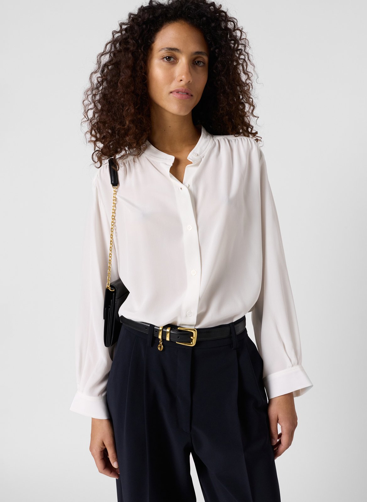 Solid silk button-down shirt GERARD DAREL Beige