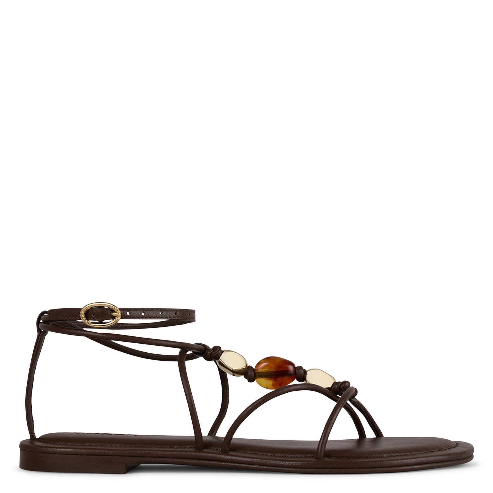 Sandales plates à perles en cuir BA&SH