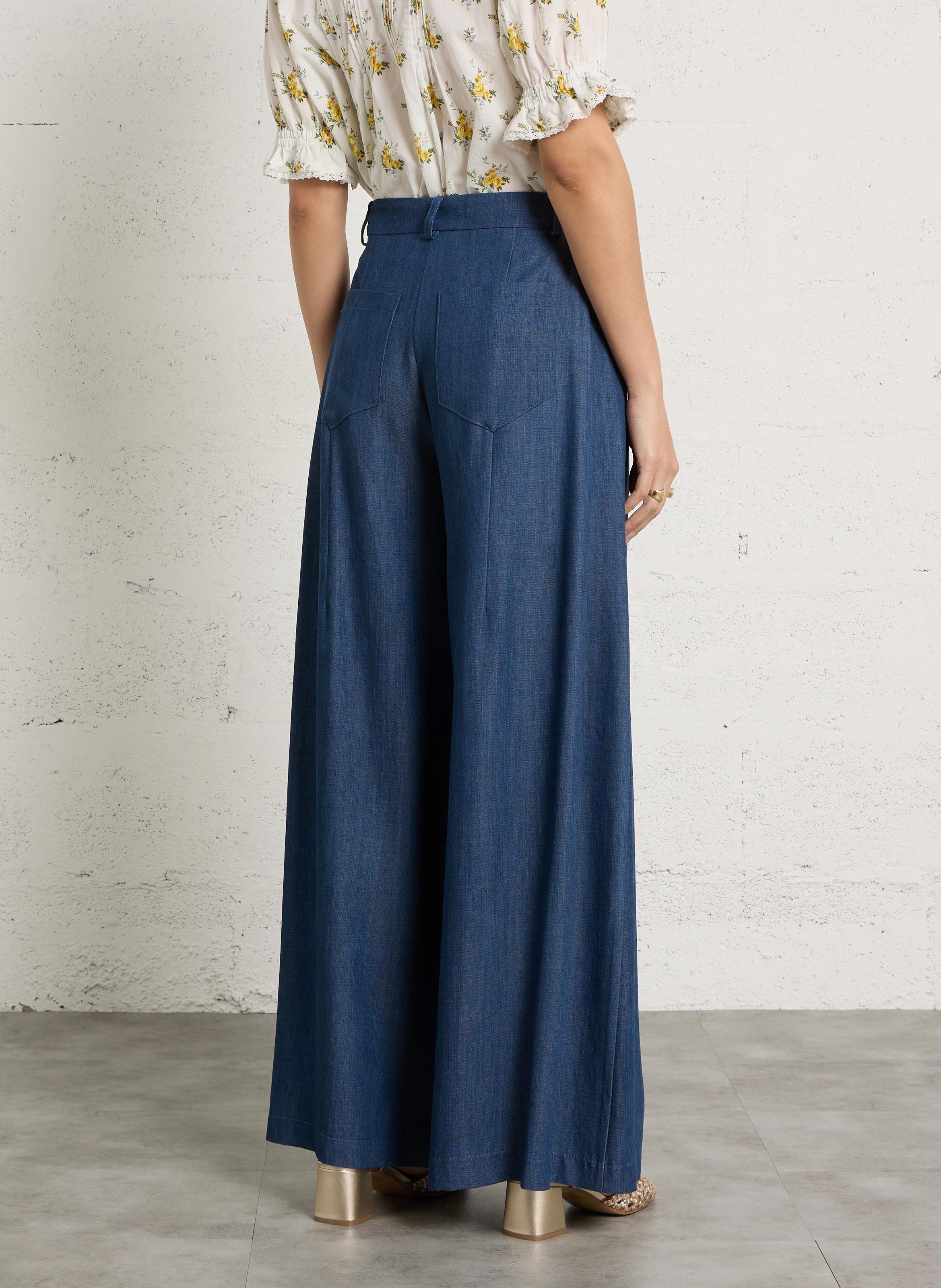 Wide-leg pants with braces IMPERIAL Blue