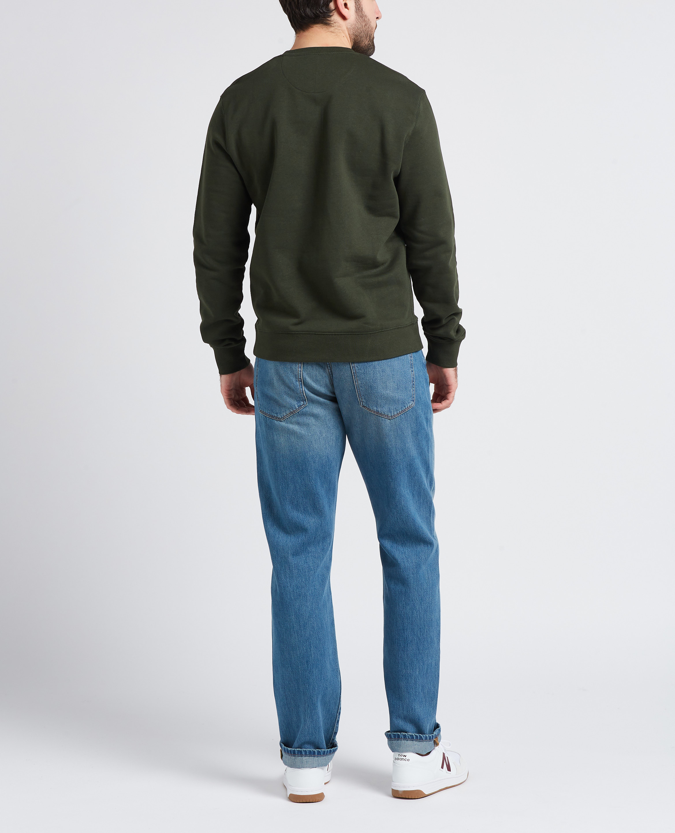 Slim-fit round-neck organic cotton sweatshirt FARAH Green