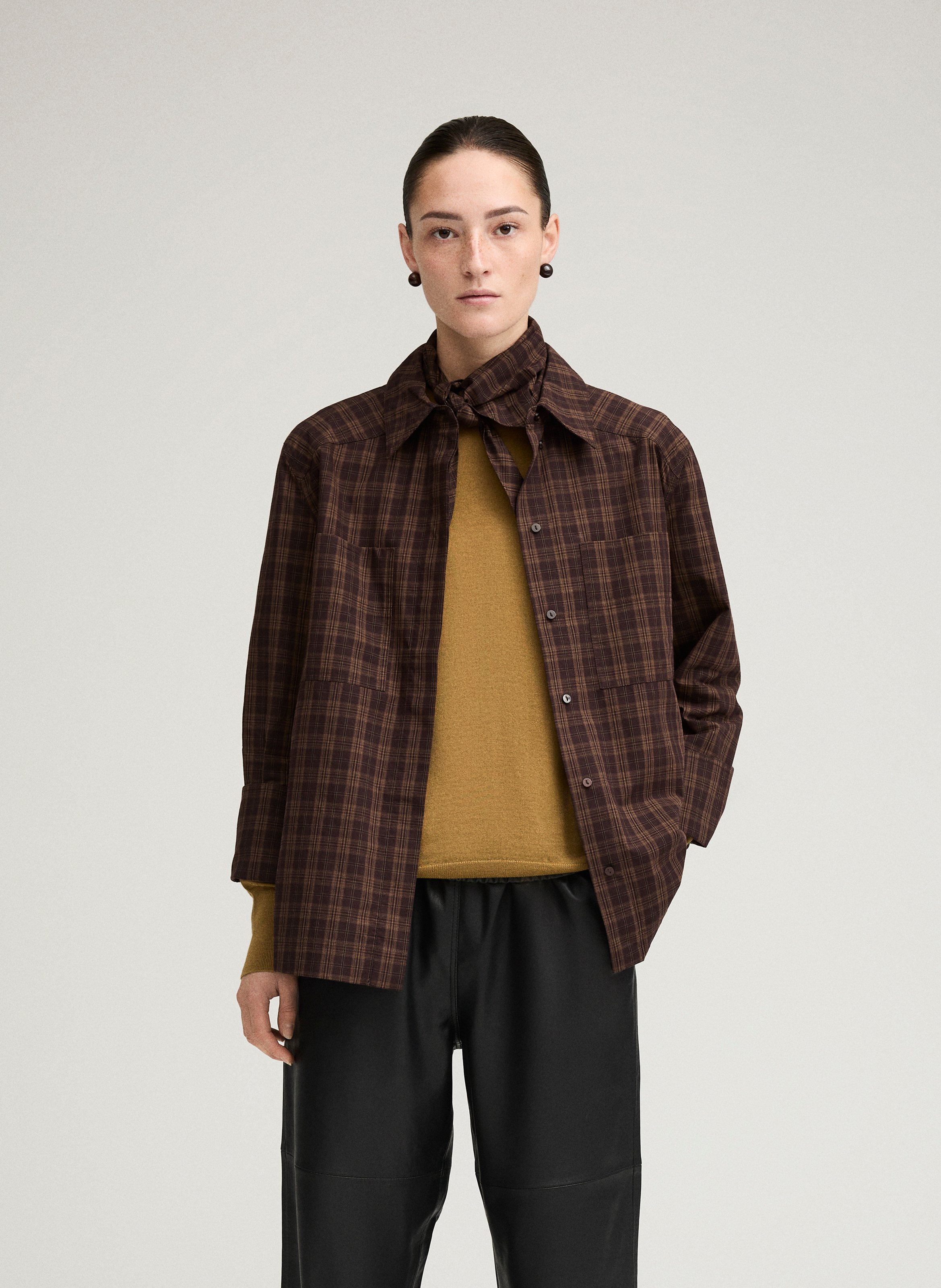 Straight cotton shirt ROUGE EDIT Brown