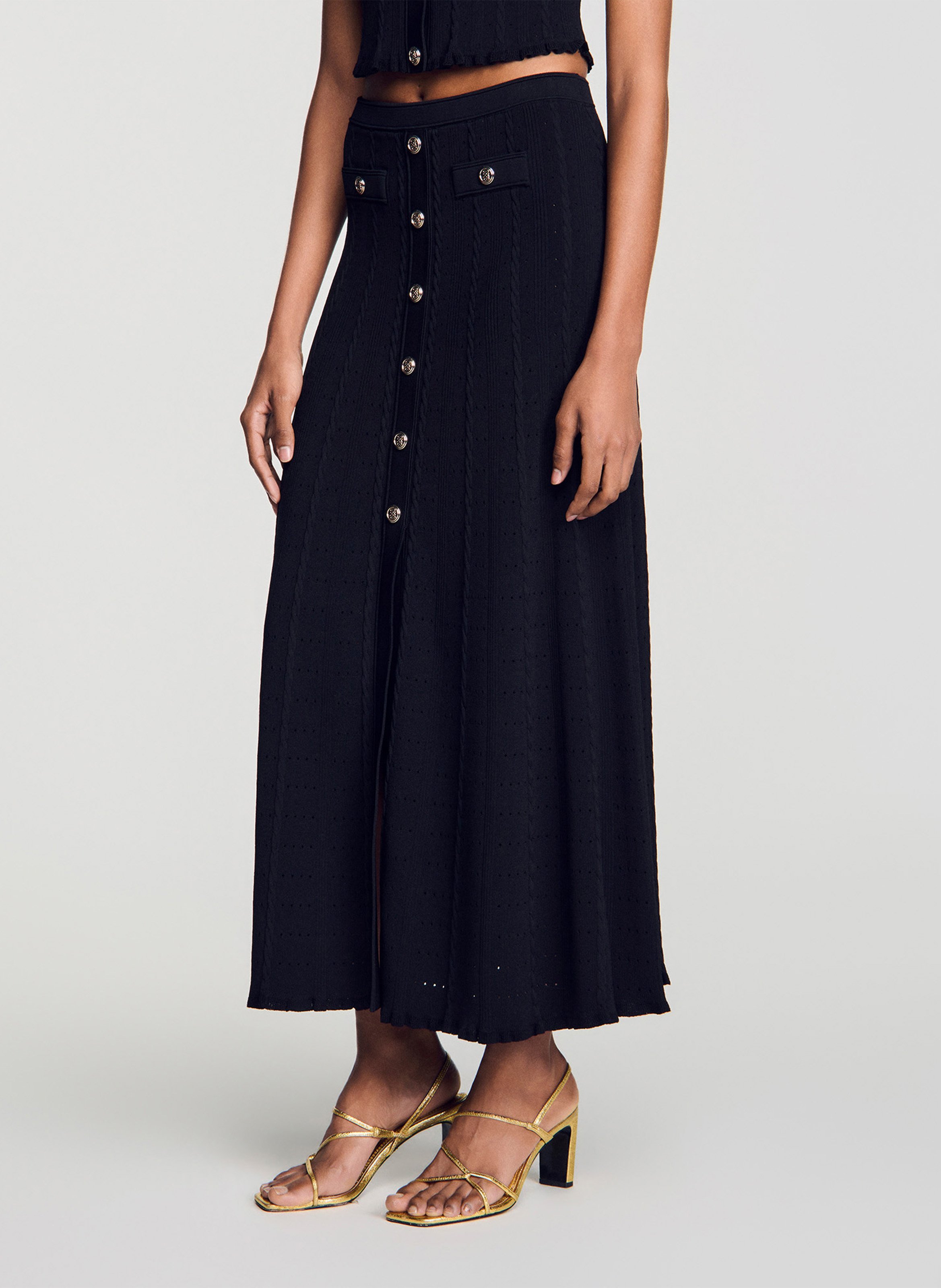 Halflange rok SANDRO Zwart