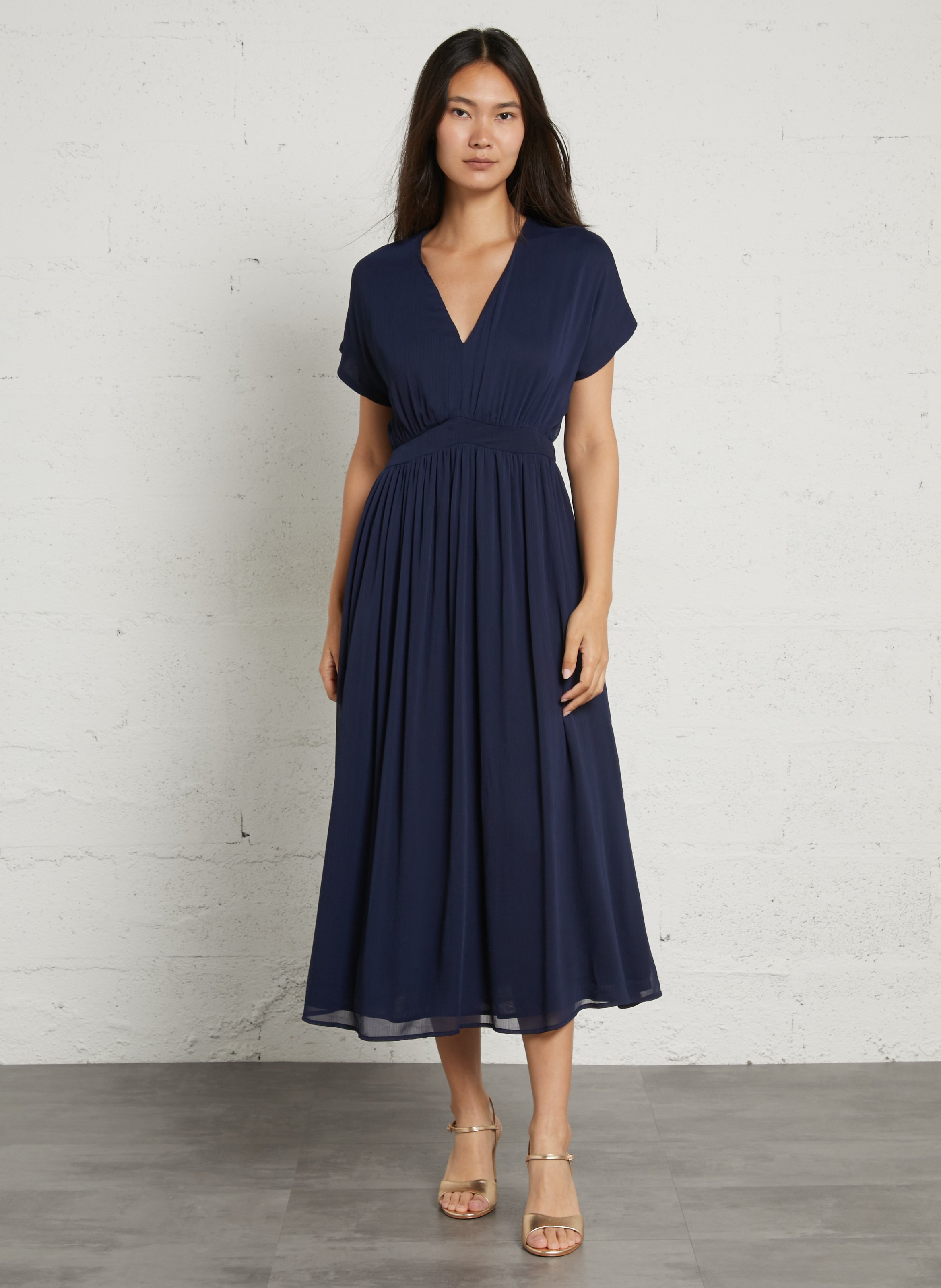 Halflange jurk met V-hals SUD EXPRESS Blauw