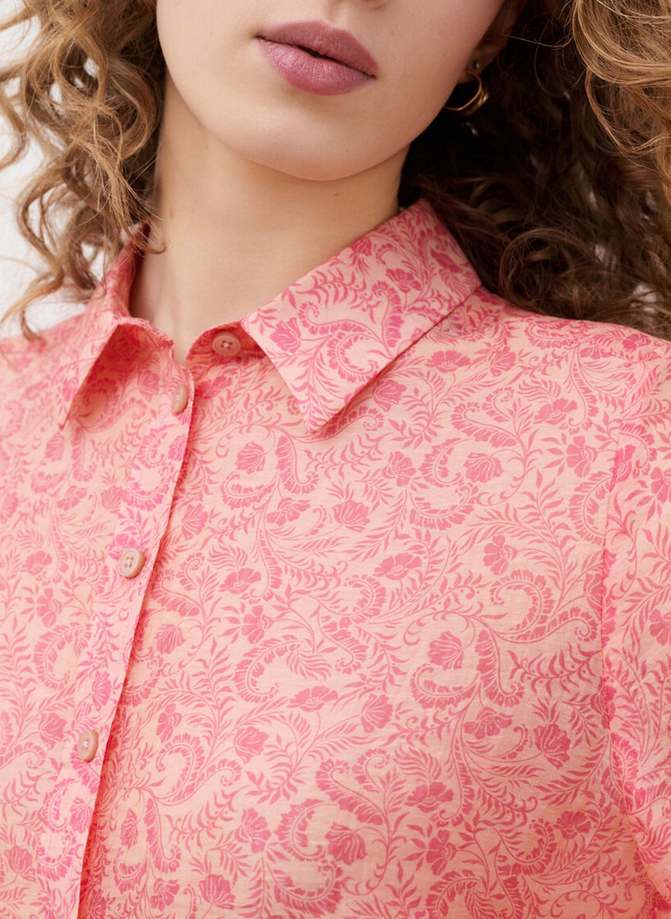 Chemise droite col classique imprimée CAROLL Rose