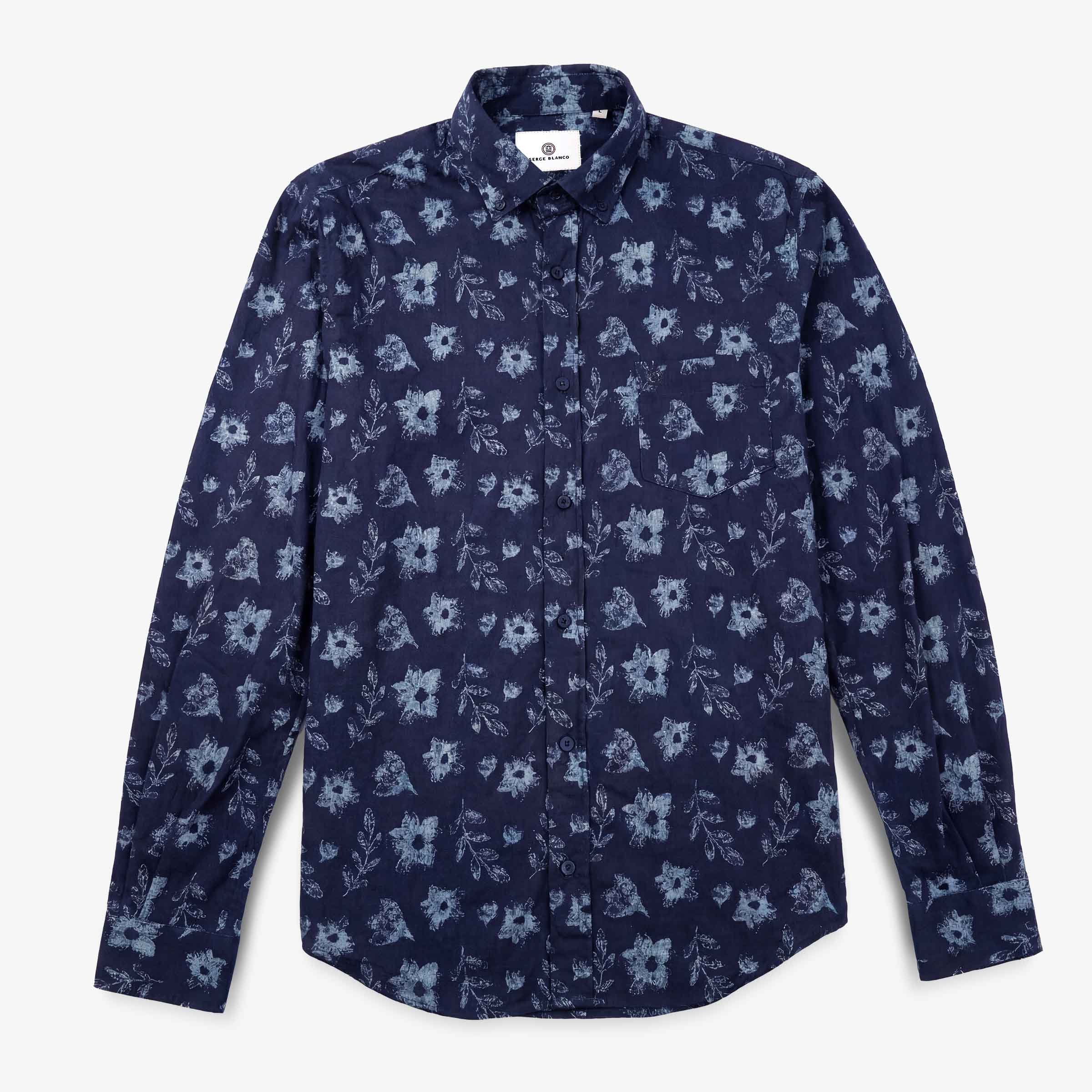 Chemise charles manches longues regular SERGE BLANCO Bleu