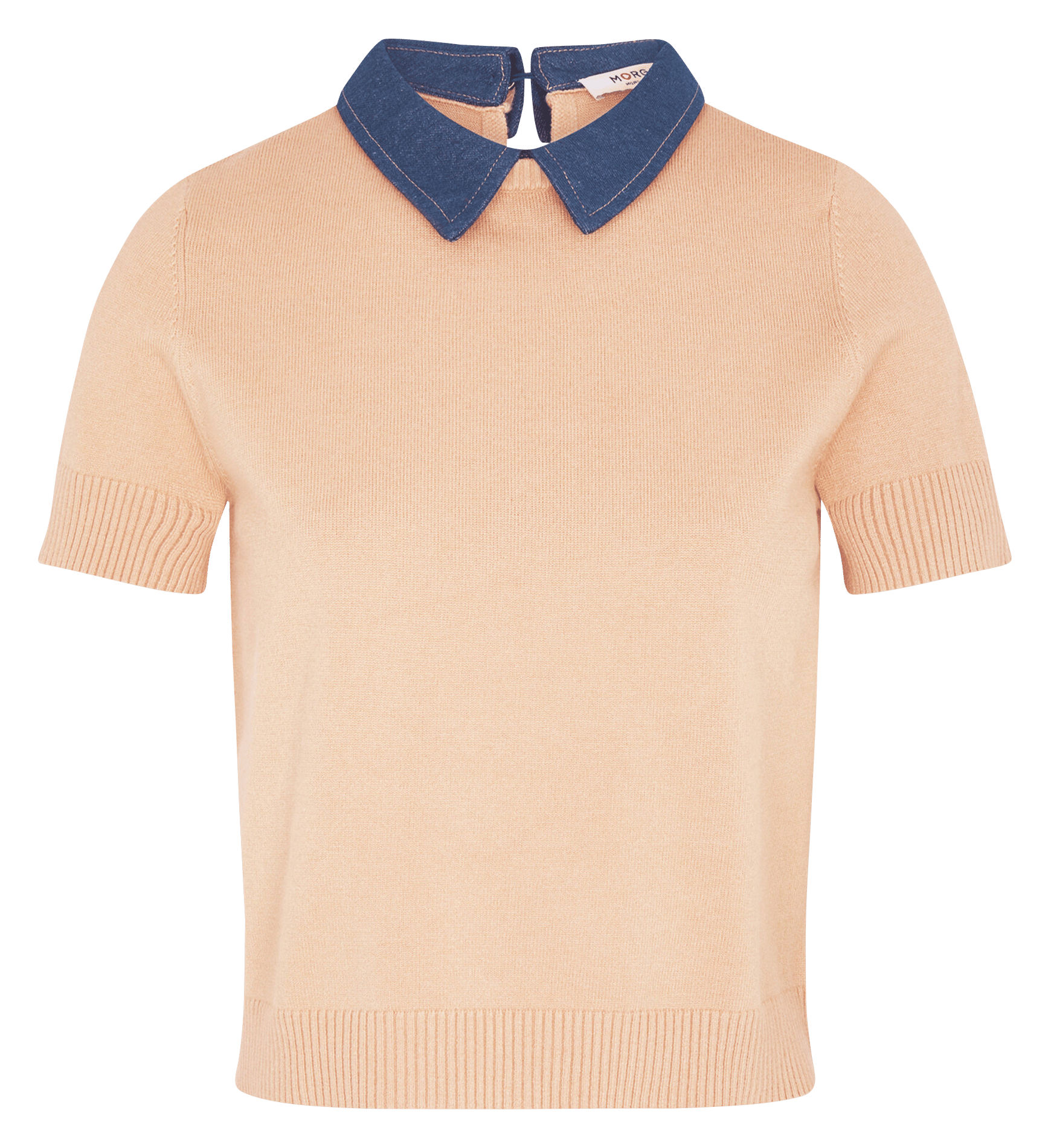 Denim polo neck sweater MORGAN Brown