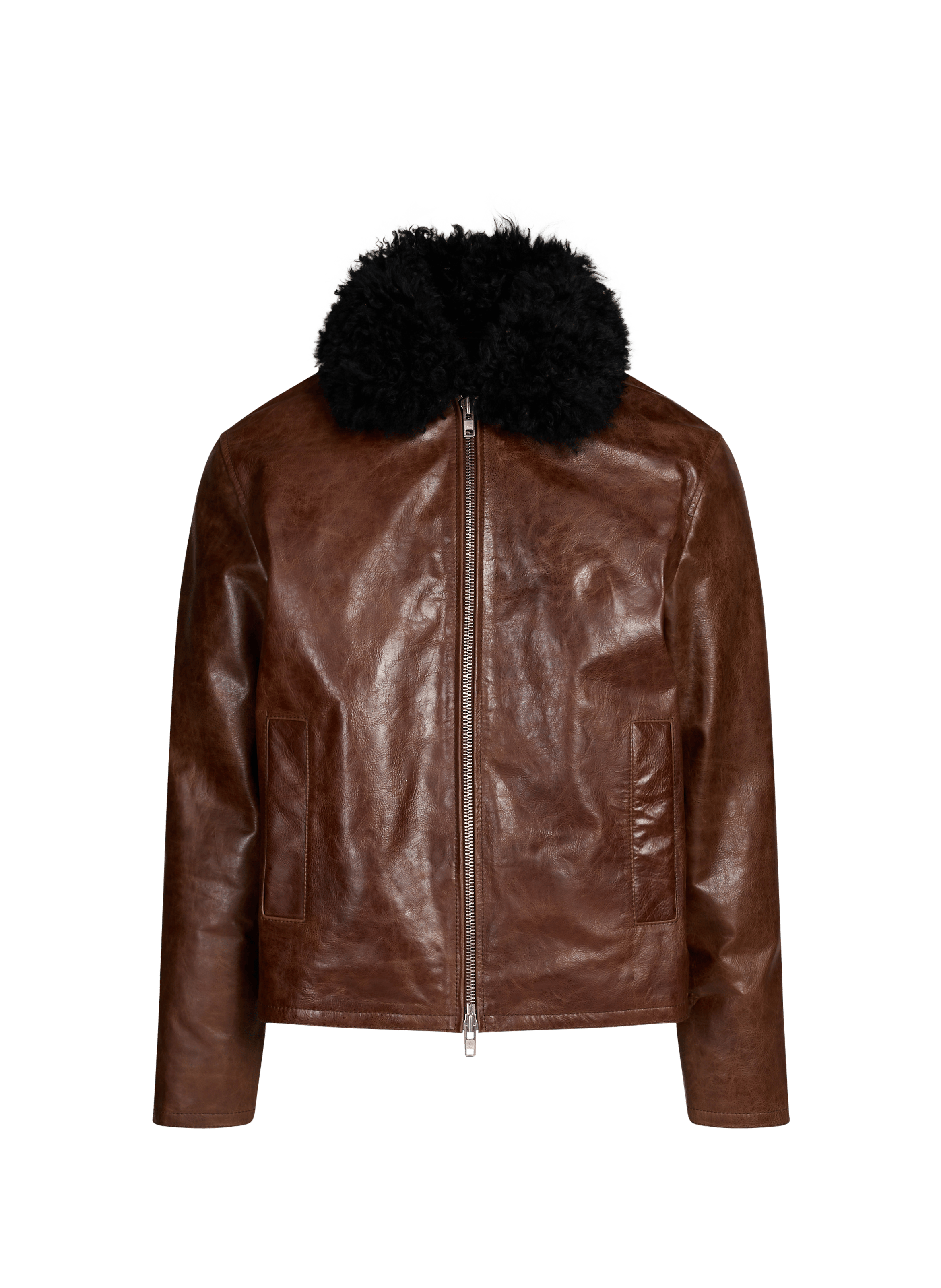 Veste izzy à col fourrure en cuir de vachette izzy SAISON 1865 Marron