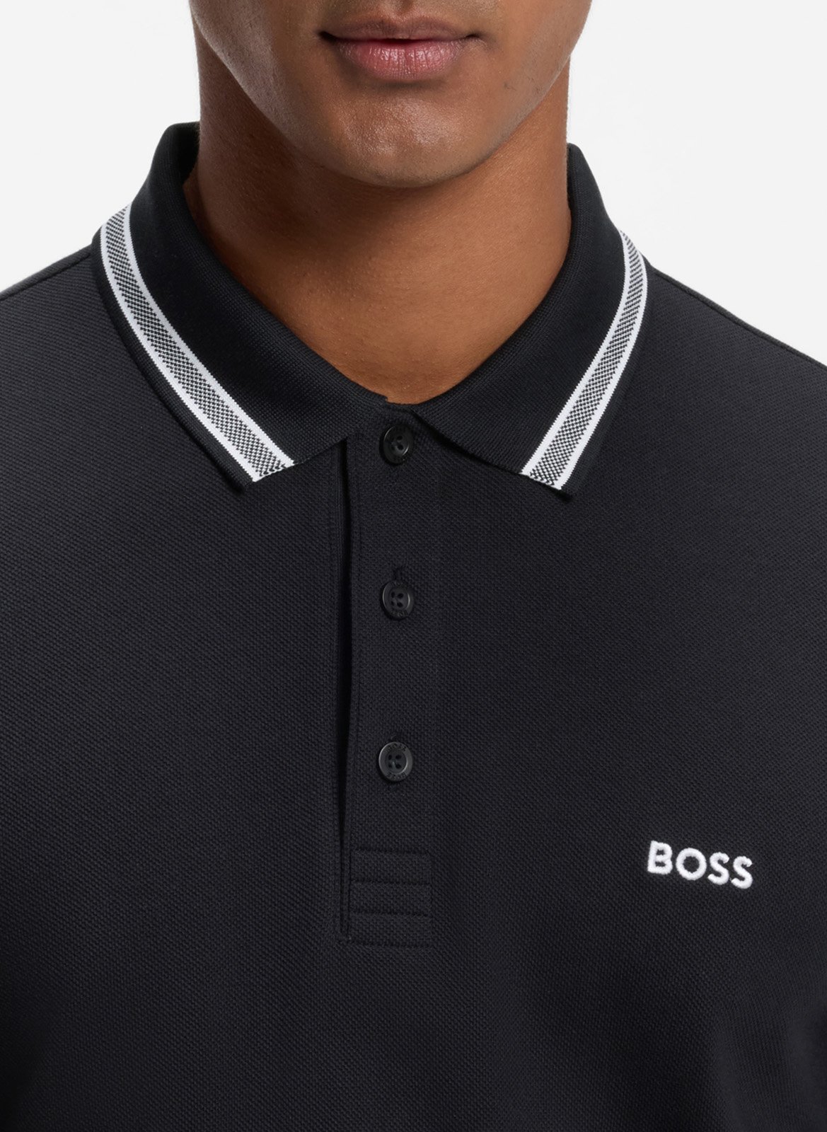 Long-sleeved cotton polo shirt BOSS Blue