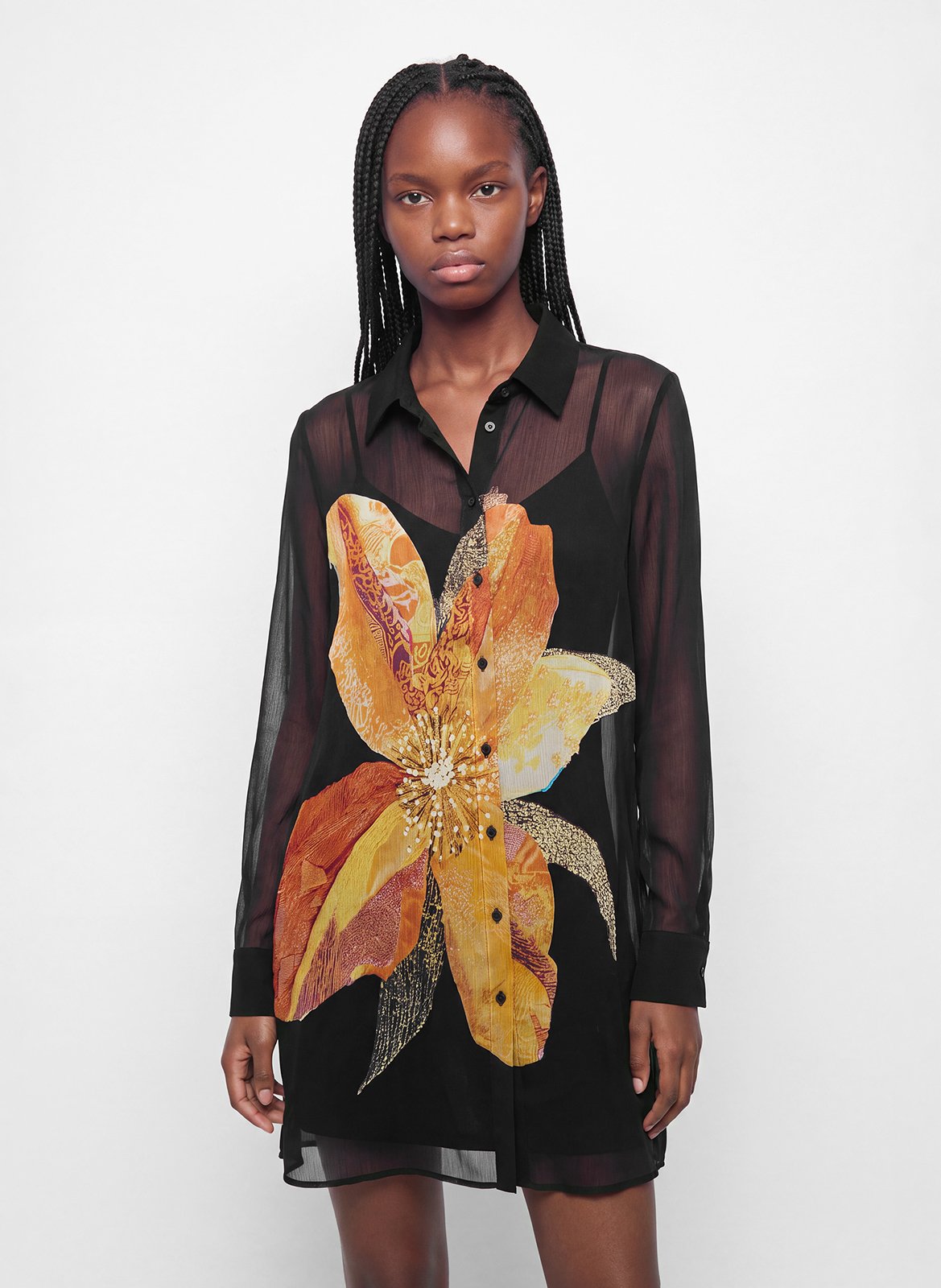 Short dress with classic collar DESIGUAL Black