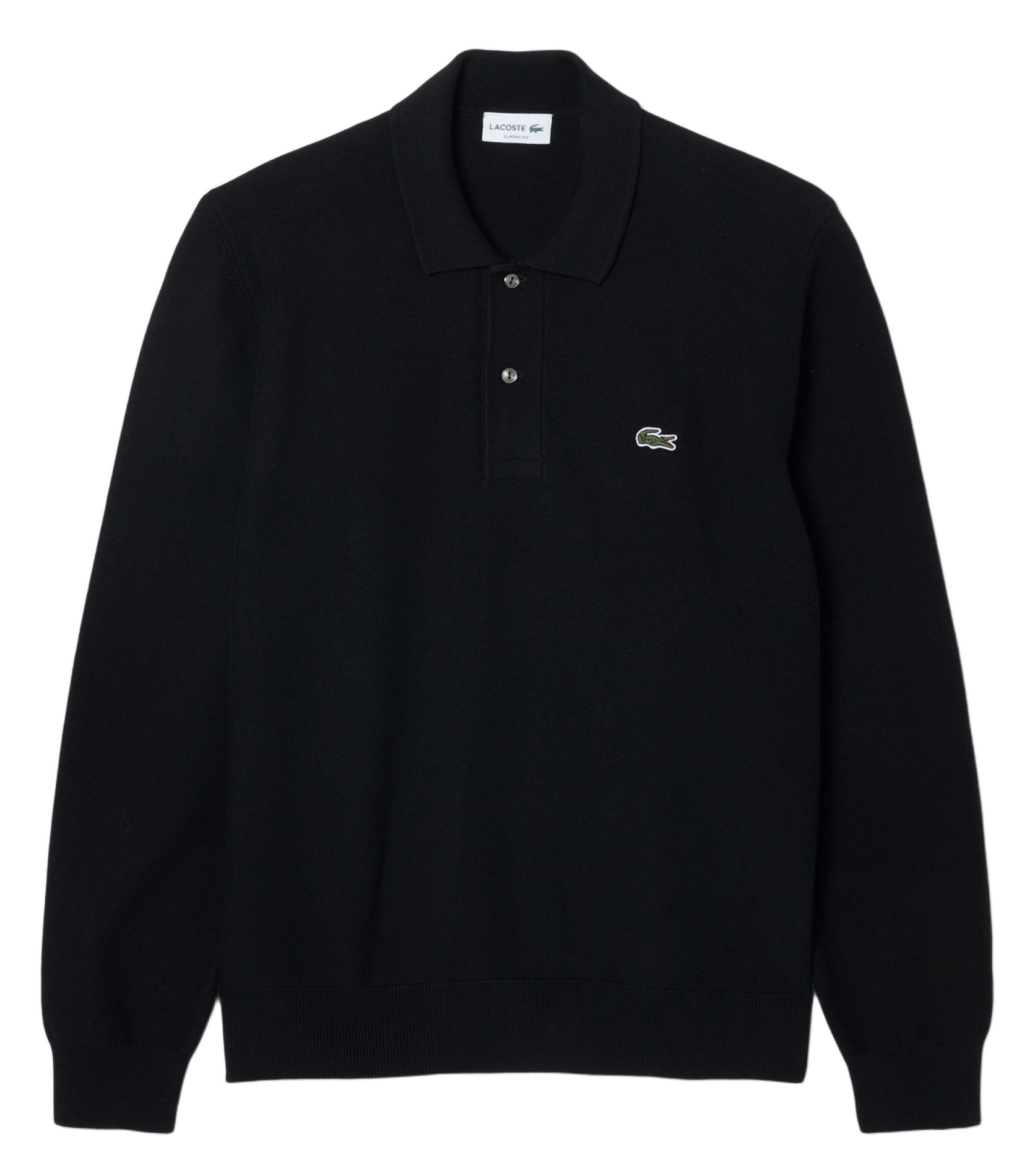 Straight fit long-sleeved cotton polo LACOSTE Black