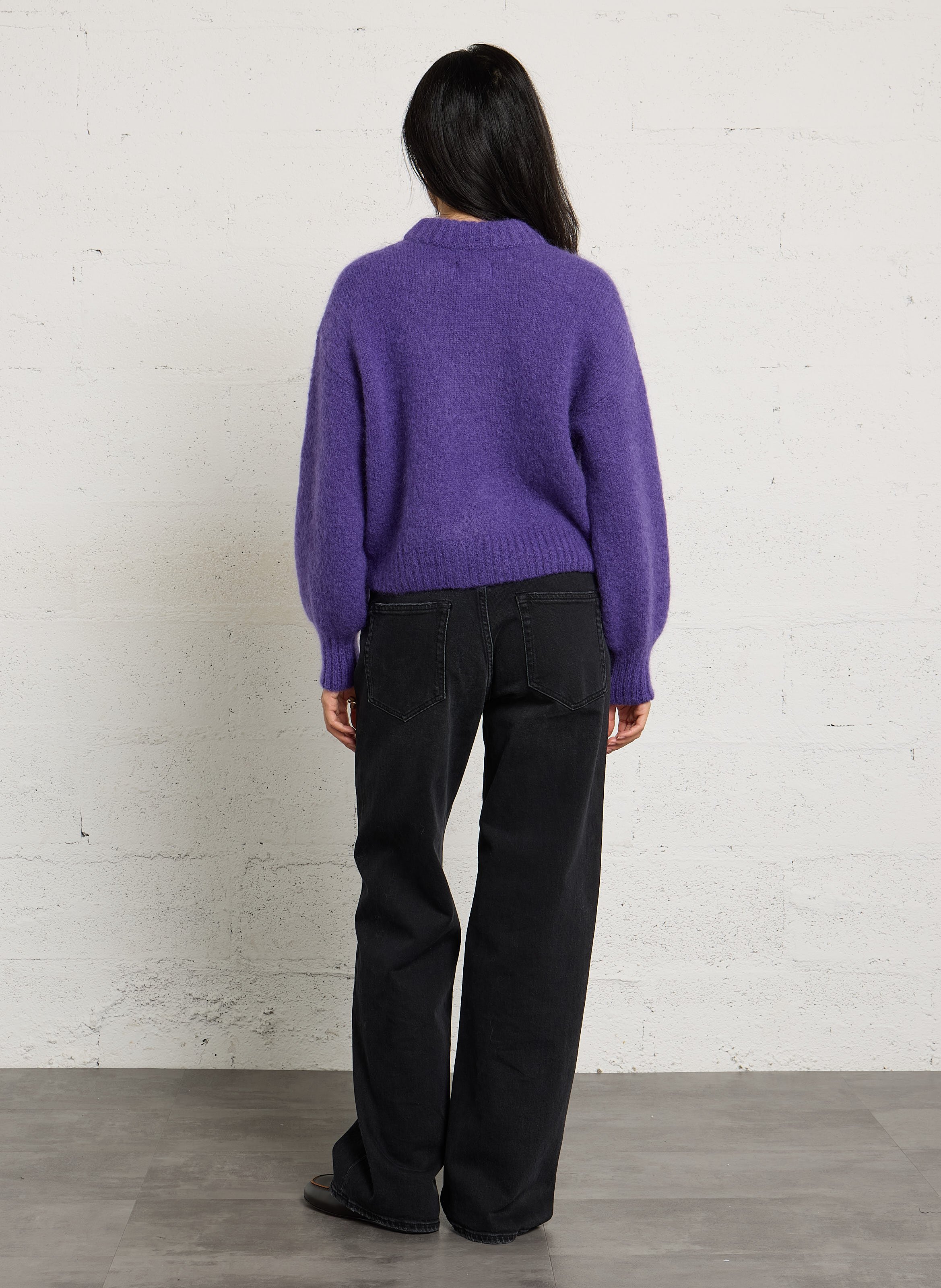 Oversized sweater with puffy sleeves in blended mohair DES PETITS HAUTS Purple