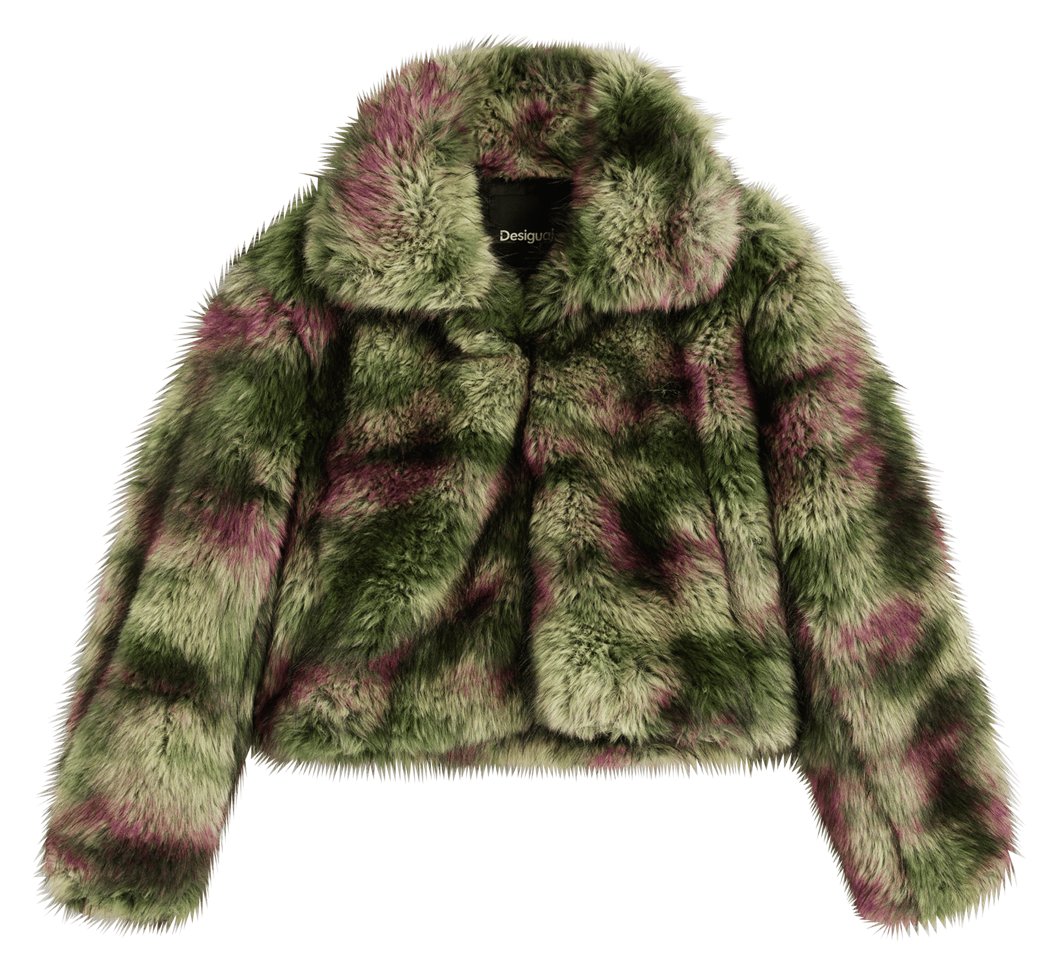 Faux fur coat with classic collar DESIGUAL Green