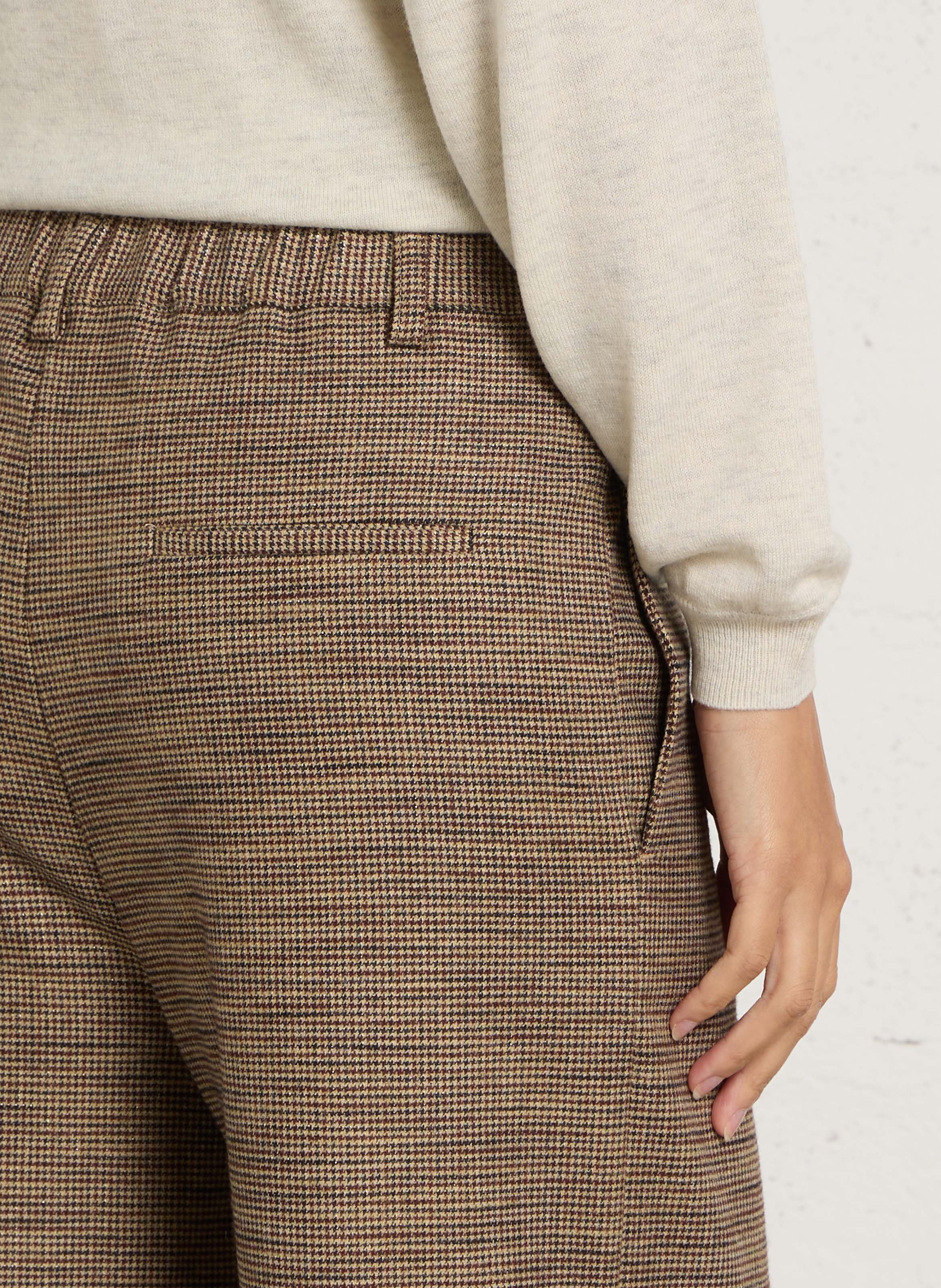 Wide-leg houndstooth pants BELLA JONES Brown