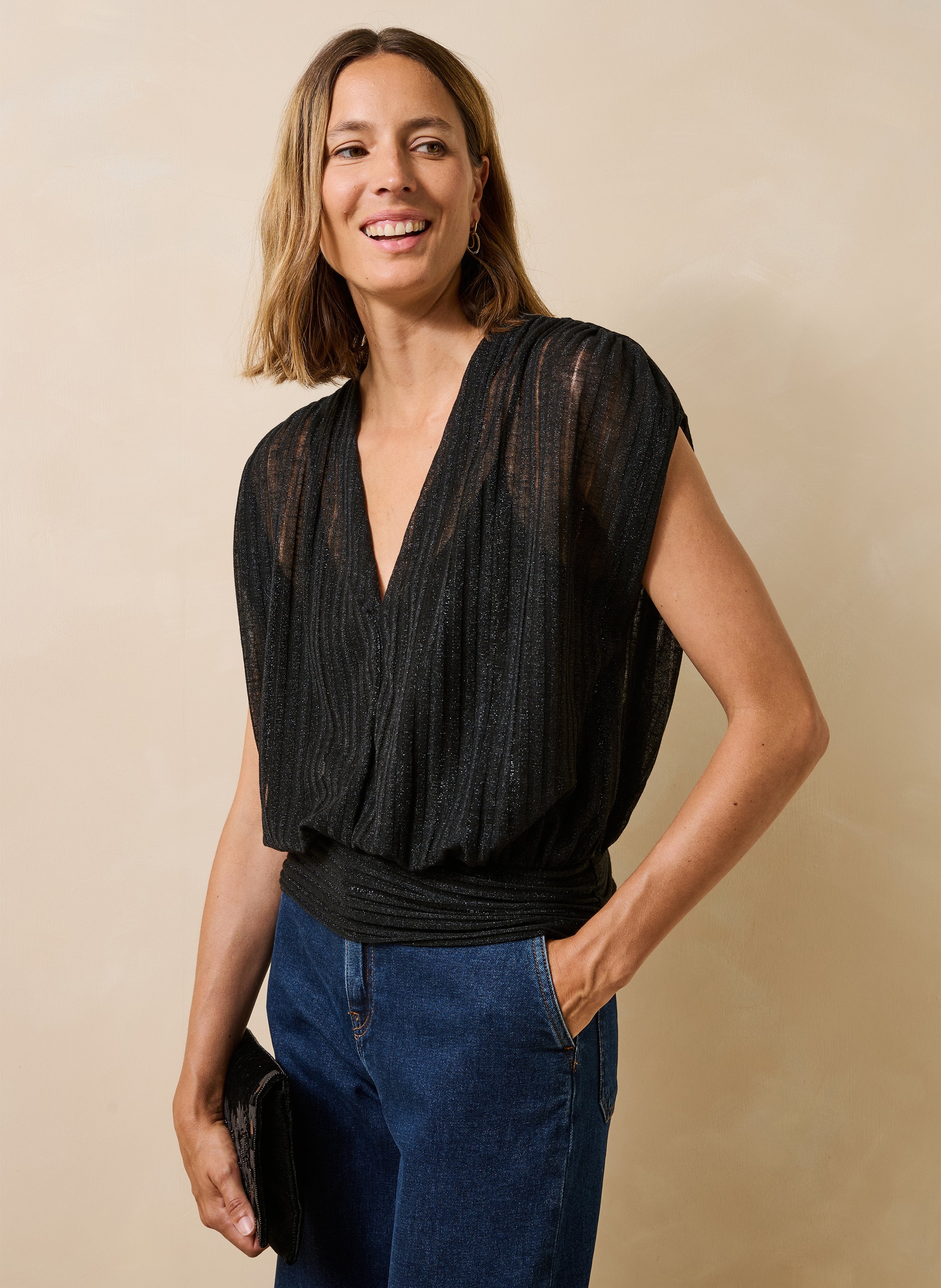 Top met V-hals LA FEE MARABOUTEE Blauw