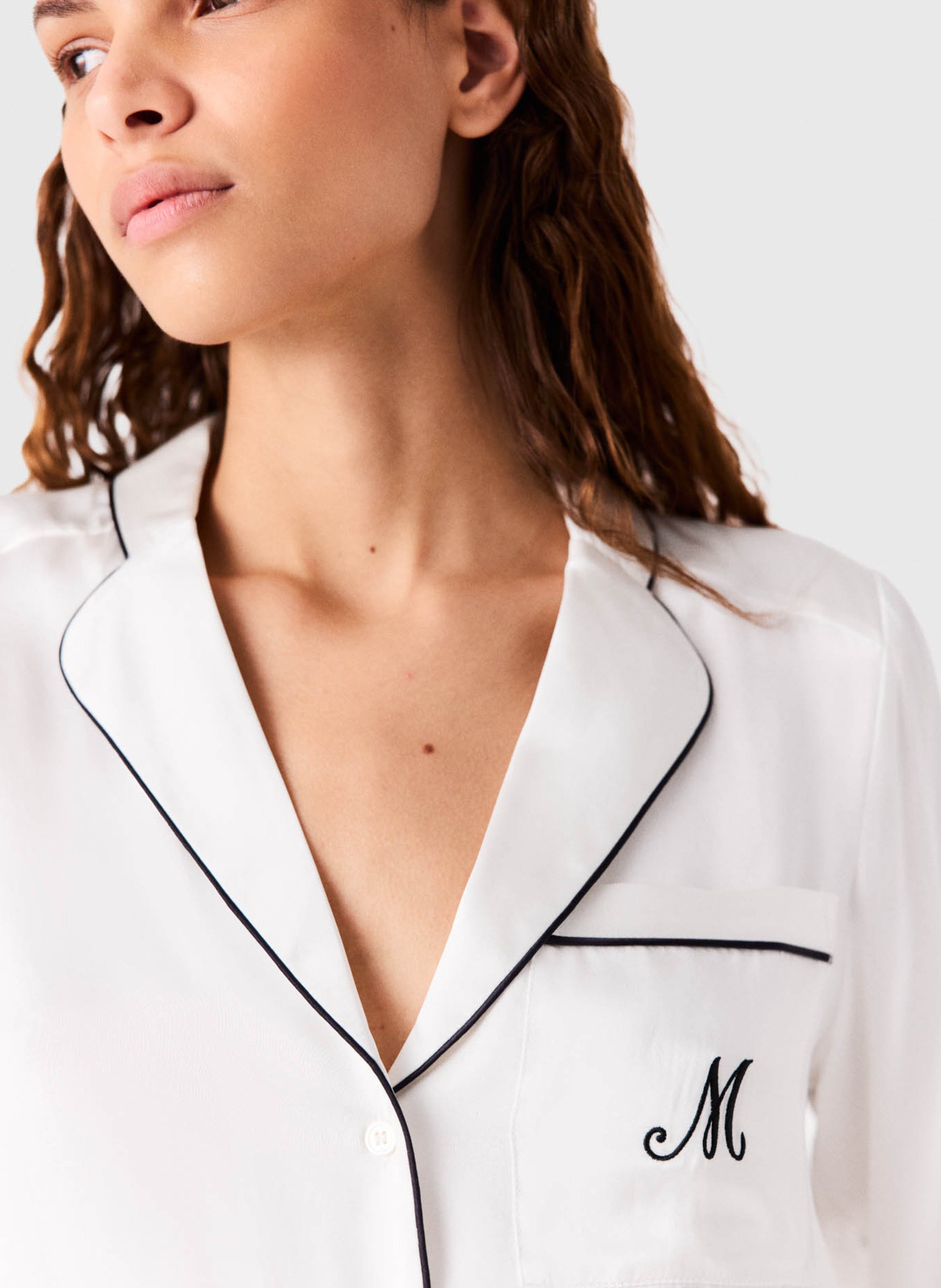 Straight shirt with silk embroidery MAJE Beige