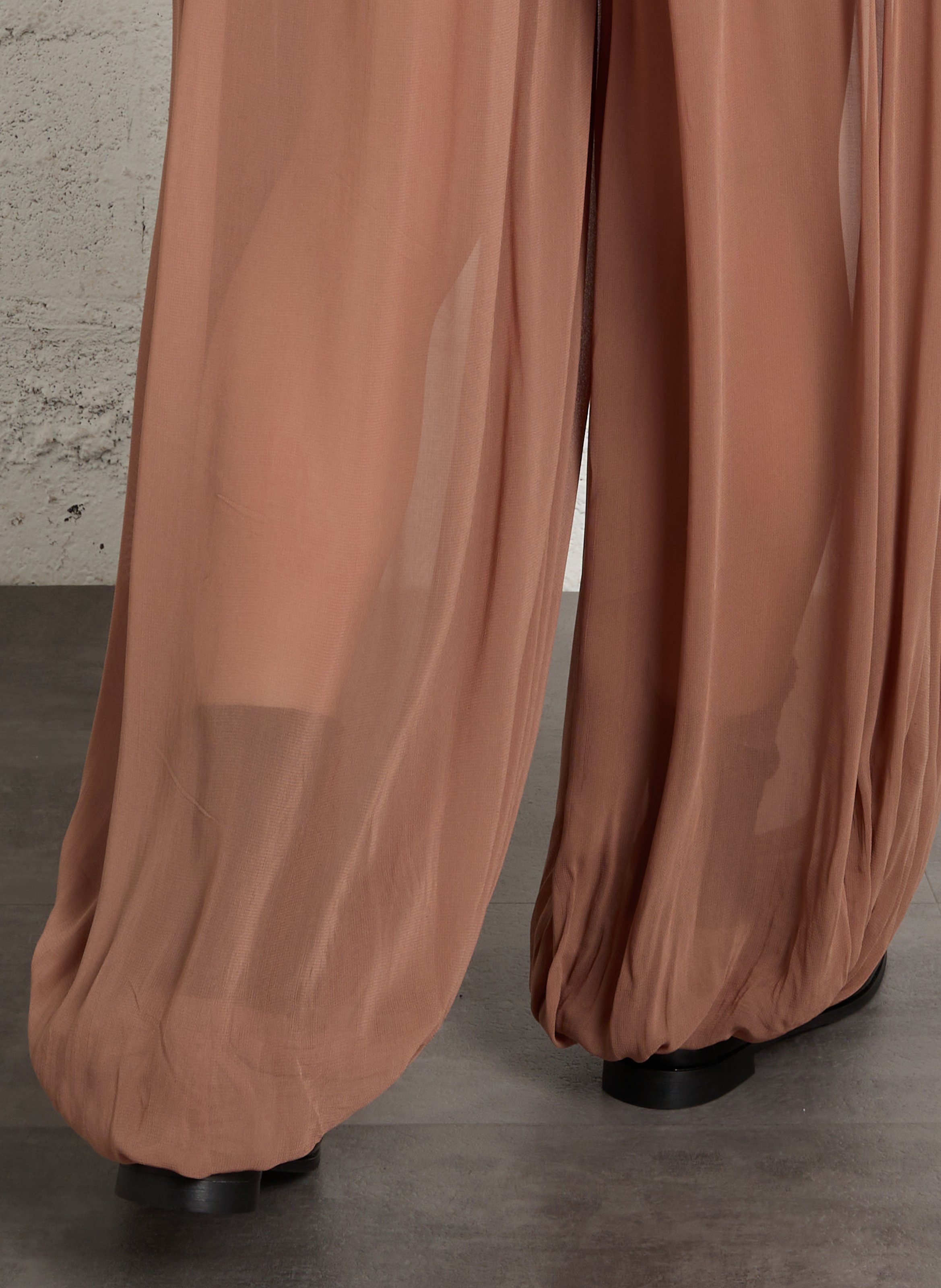 Pantalon ballon large en voile IKKS Marron