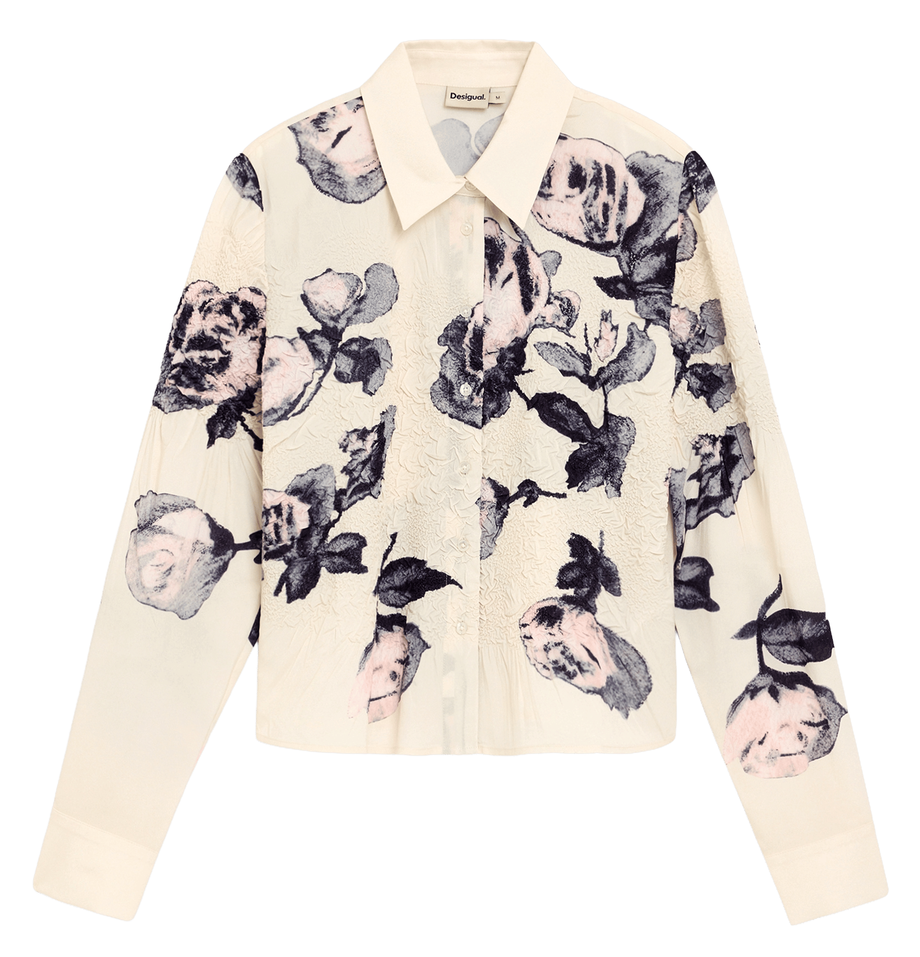 Gerade geschnittenes, strukturiertes Hemd mit Print DESIGUAL Weiss