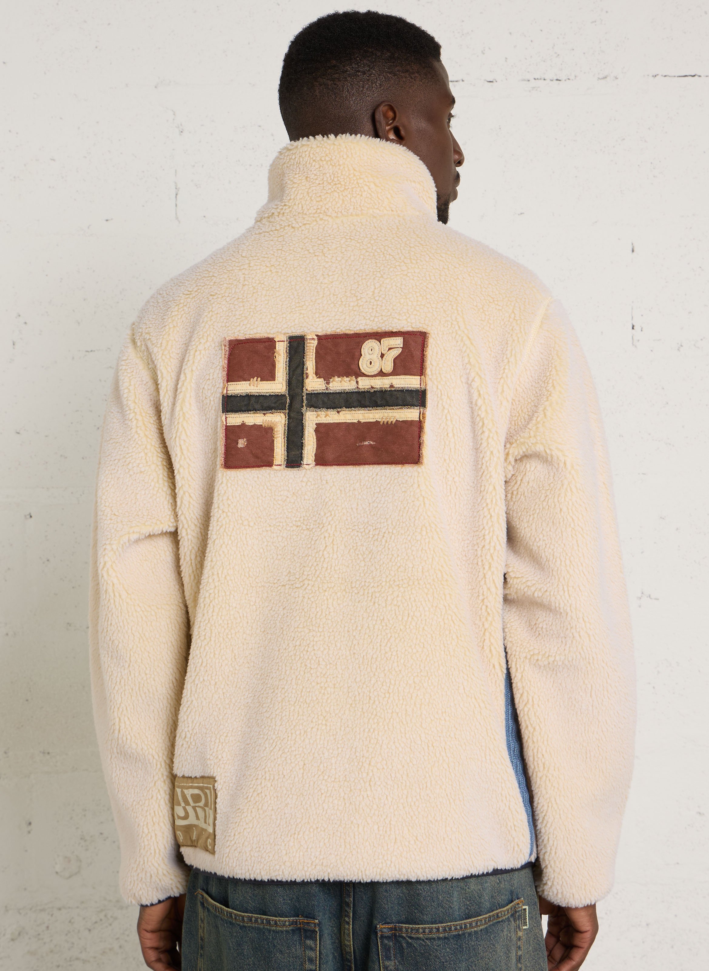 Straight-fit fleece with a high zip-up collar NAPAPIJRI White