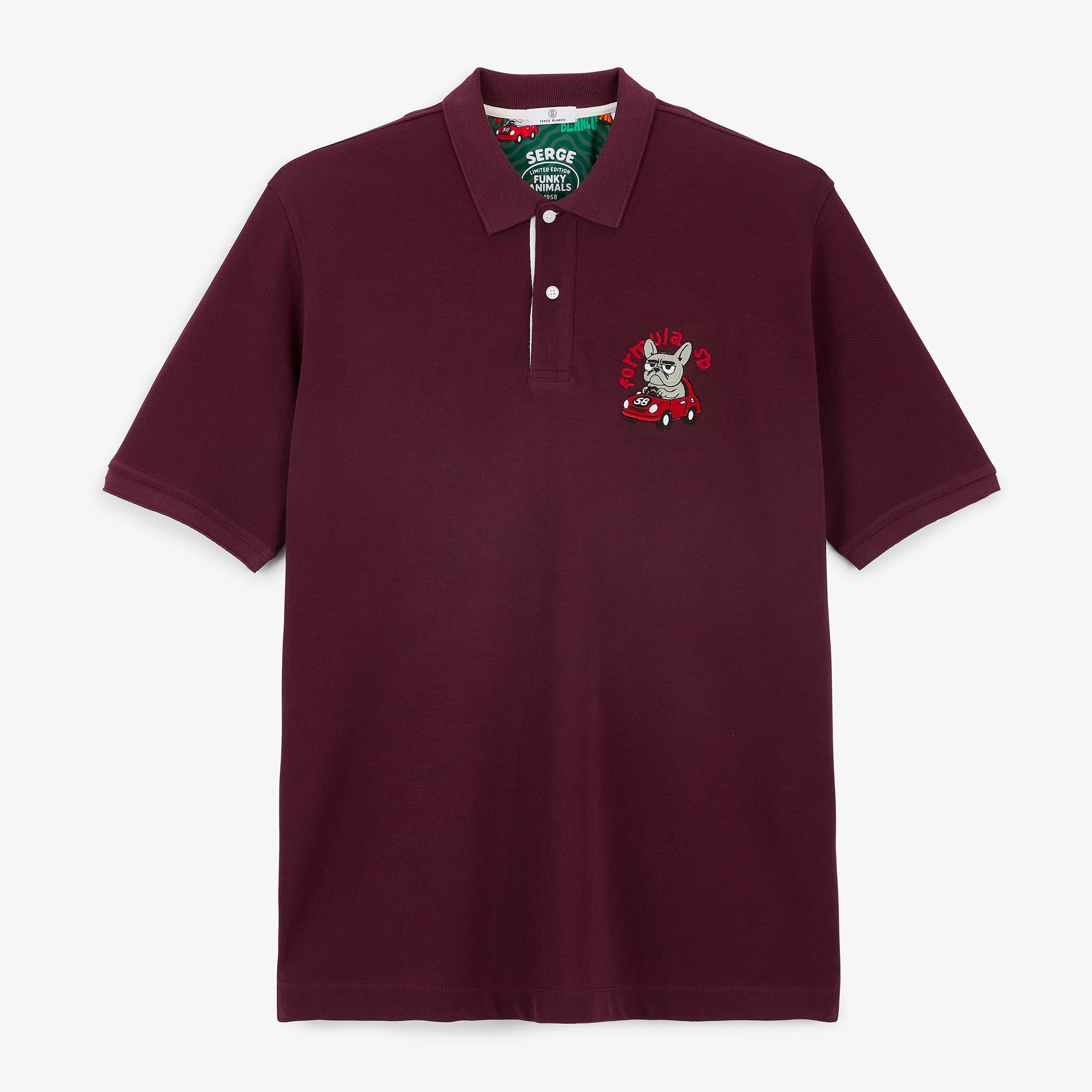 FUNKY ANIMALS short-sleeved piqué cotton polo shirt SERGE BLANCO Red