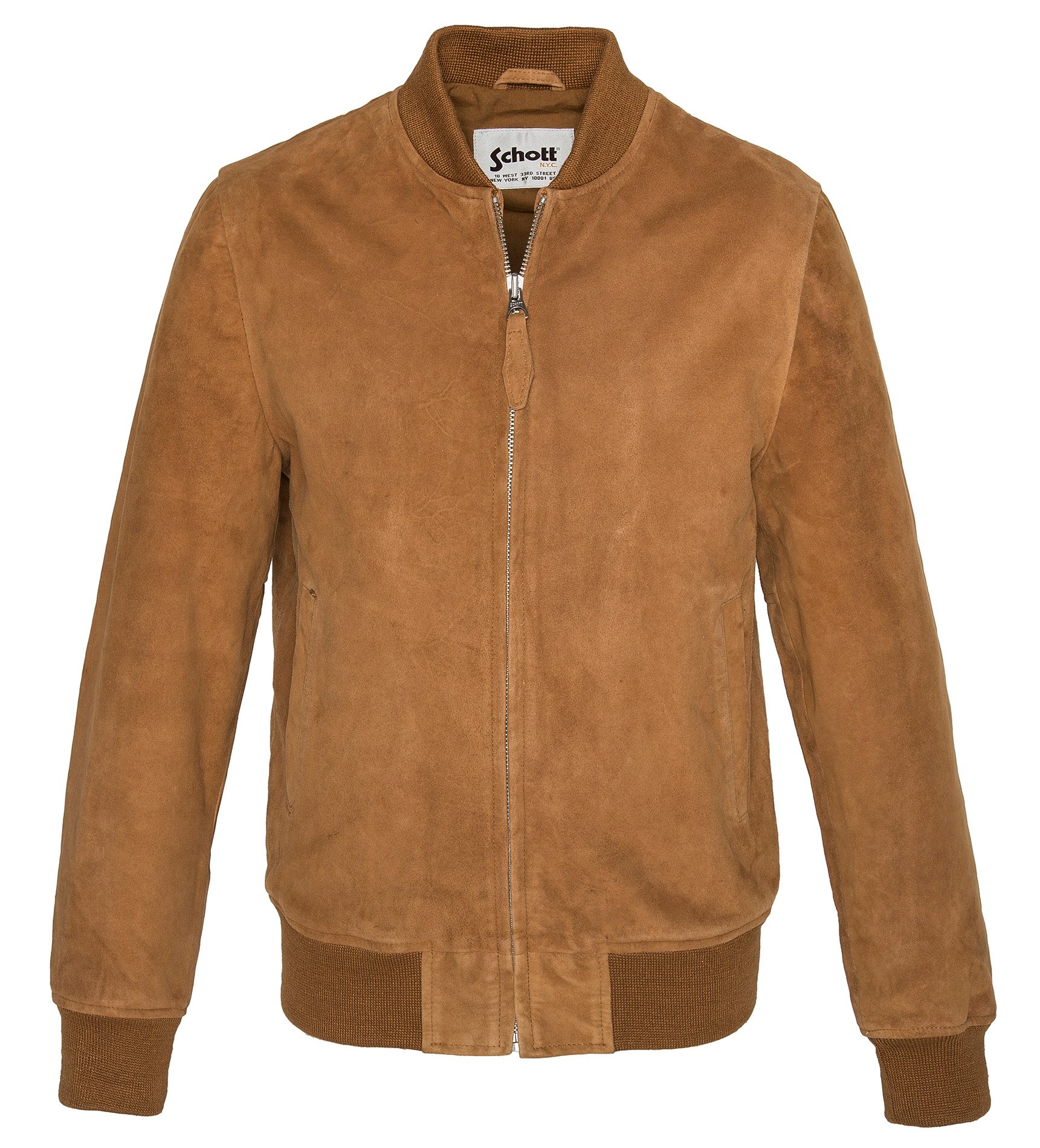 Blouson zippé en cuir SCHOTT Marron