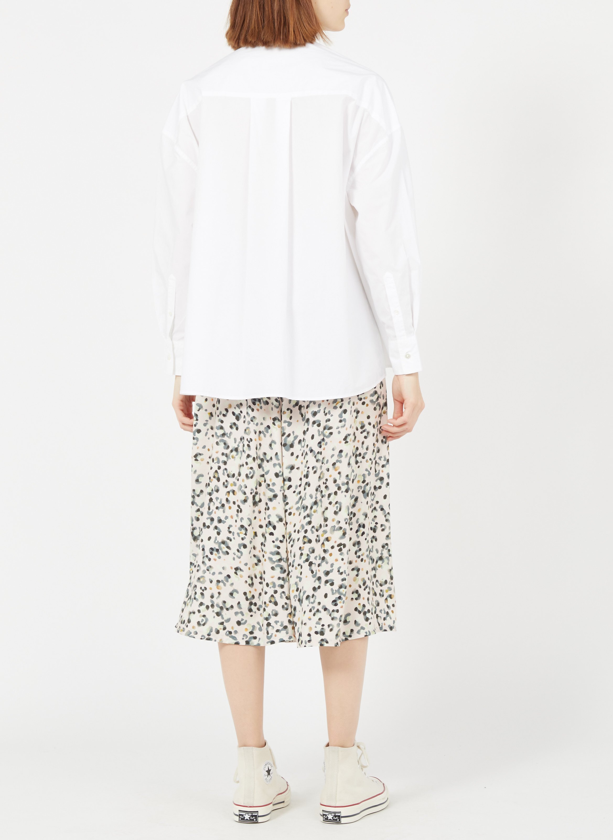 Ruimvallende, katoenen blouse met ronde hals BELLEROSE Wit