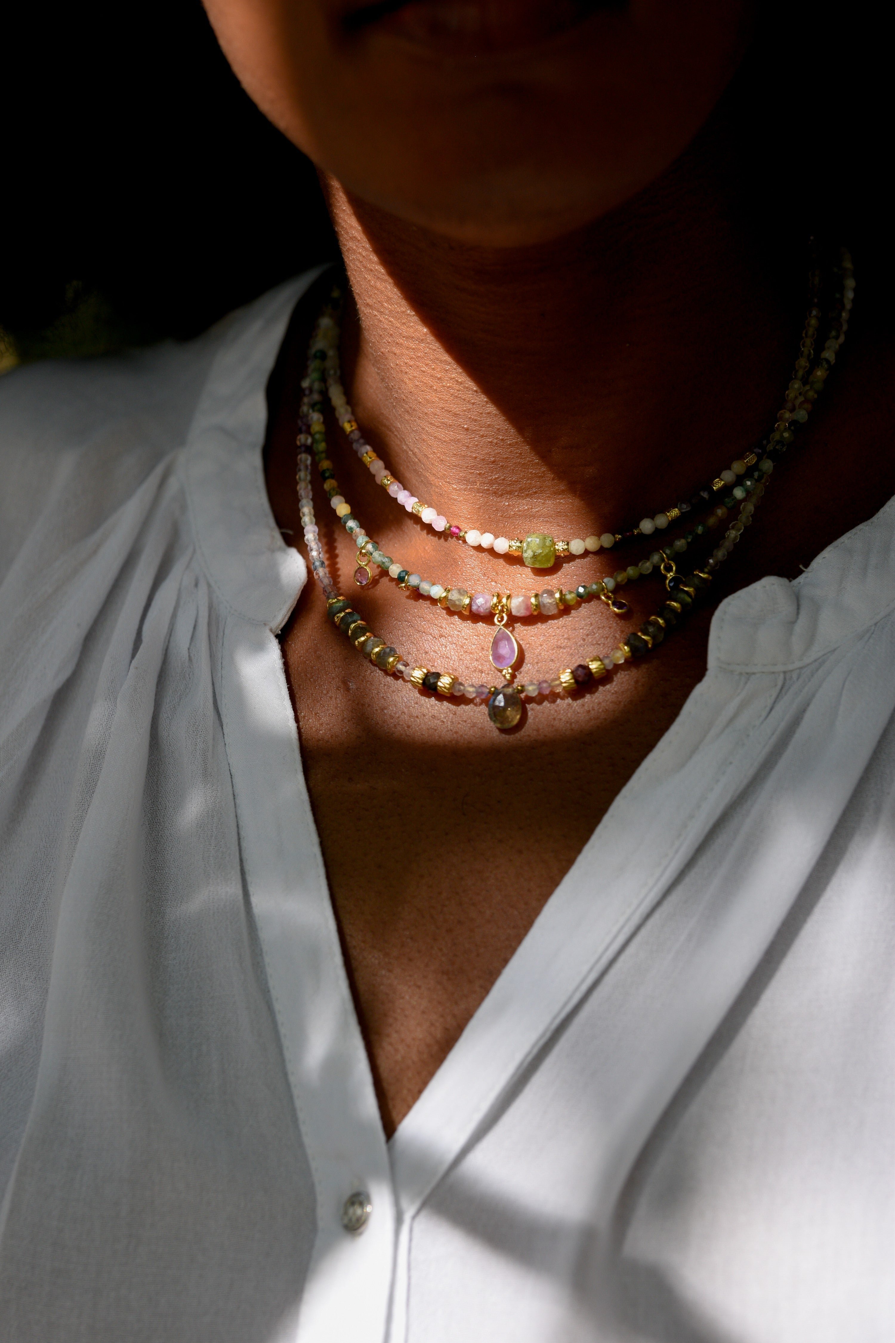 Natural stone necklace GINANDGER Multicolored