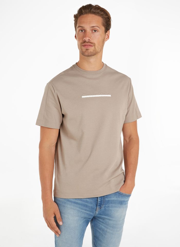 Grey Straight cotton round-neck T-shirt