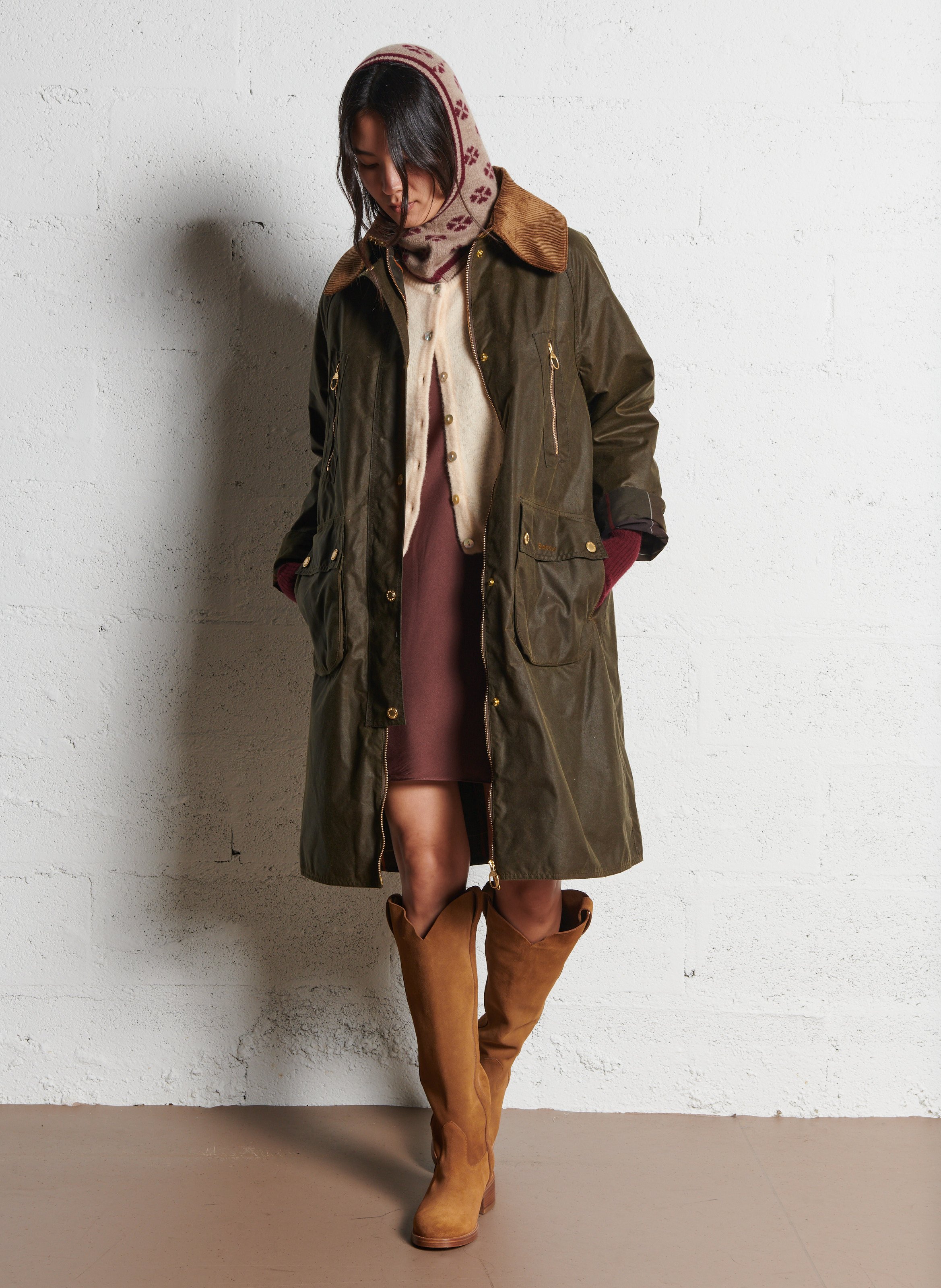 Cagoule imprimée en cachemire  - Look 1