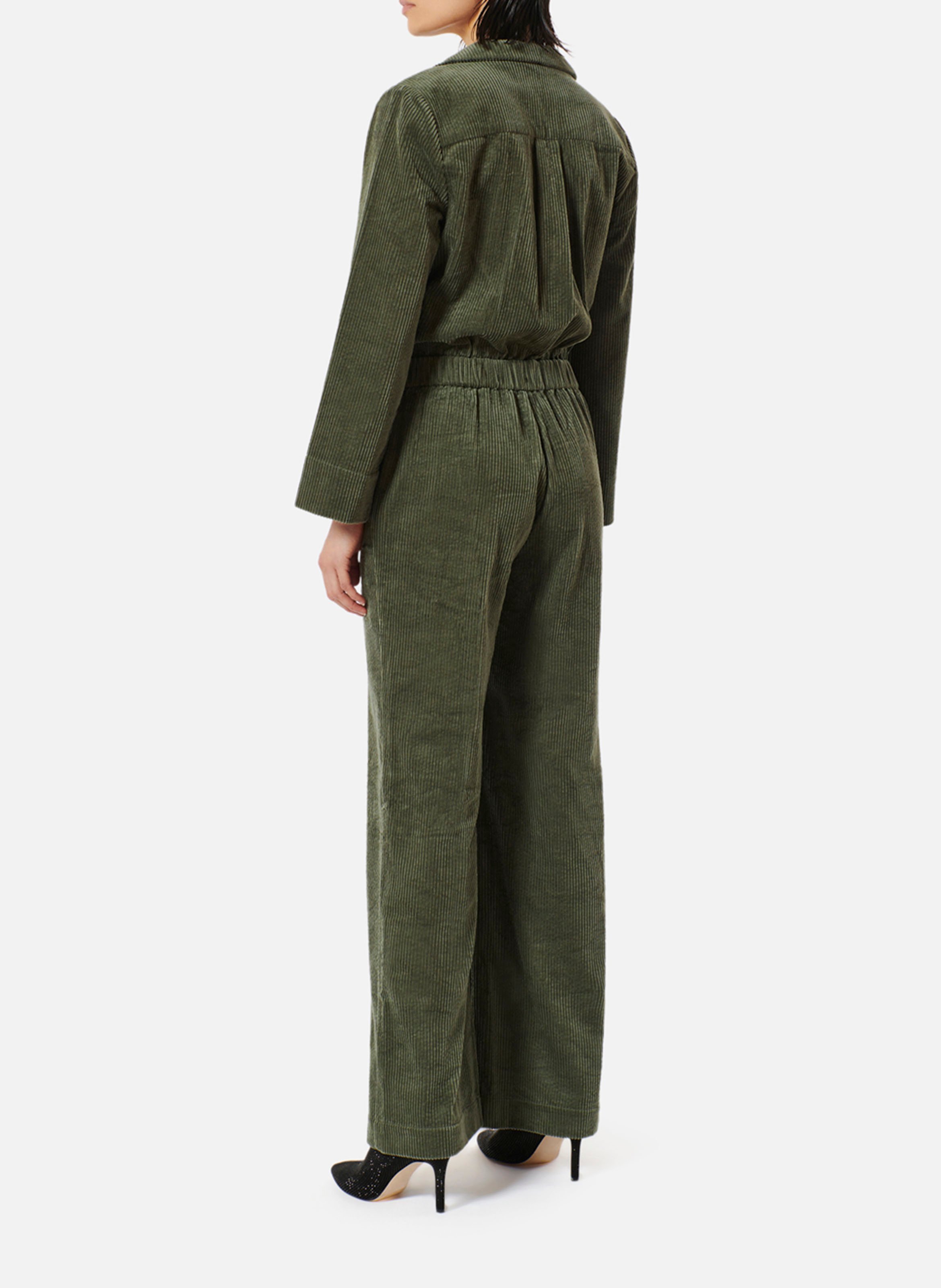 Combinaison droite col classique en coton côtelé KARMA KOMA Vert