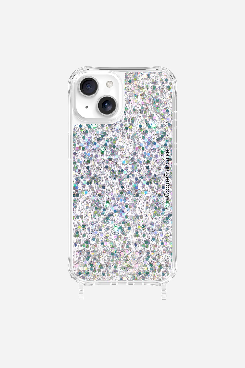 Glitter phone case with rings for iPhone 14 LA COQUE FRANCAISE Silver