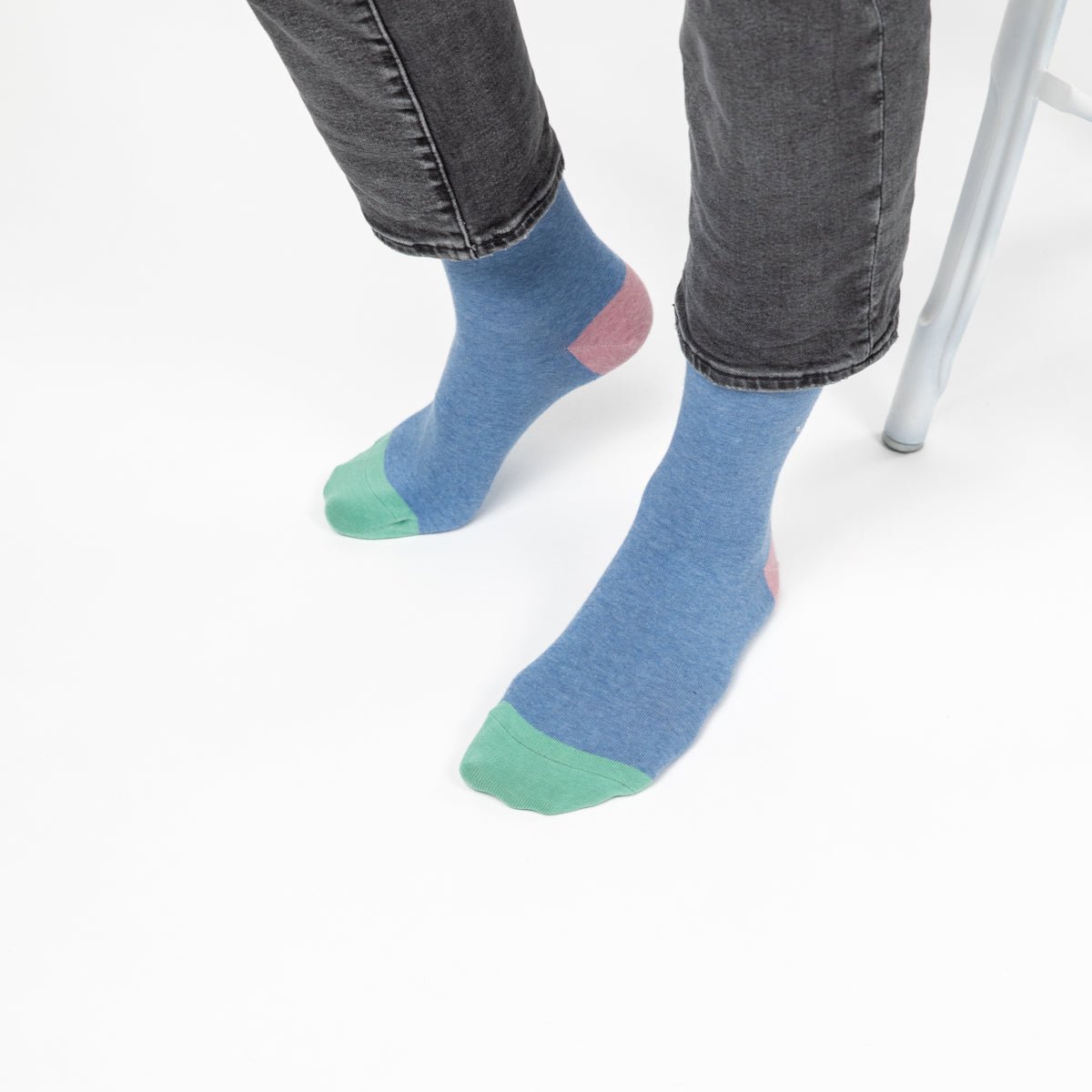 Solid combed cotton socks Blue