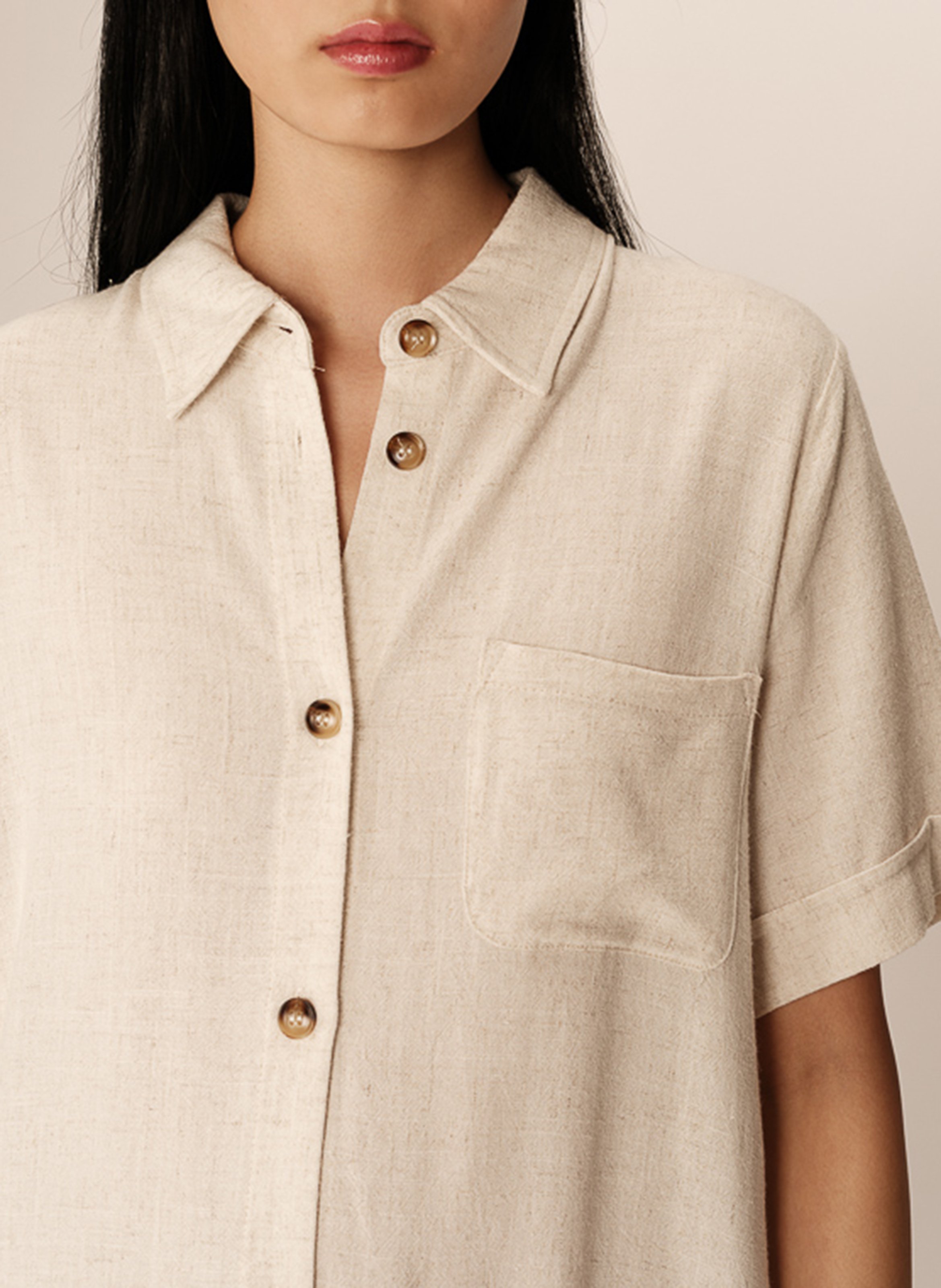 Robe courte col chemise GRACE ET MILA Beige