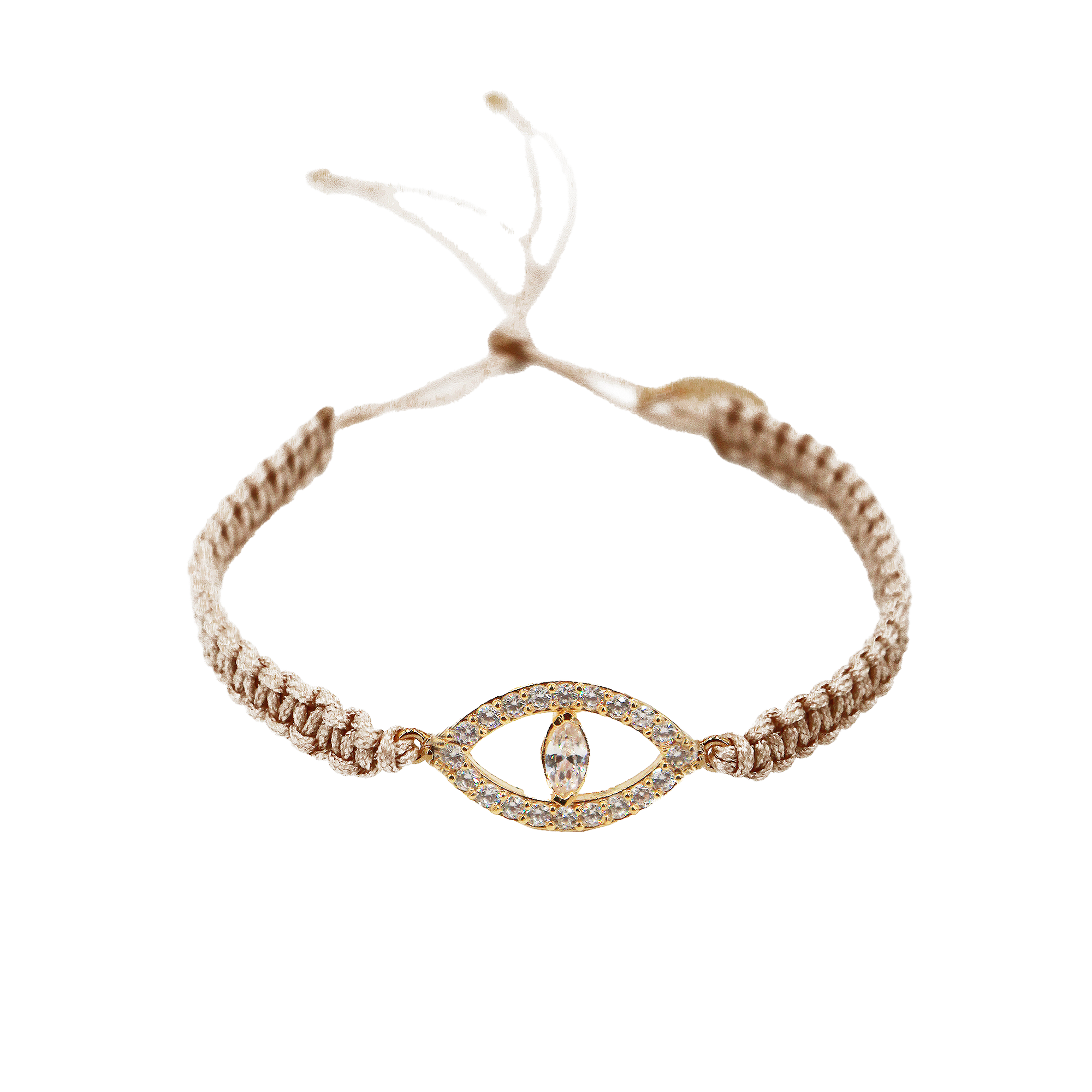 Gold-plated macramé Nazar bracelet NILAI Beige