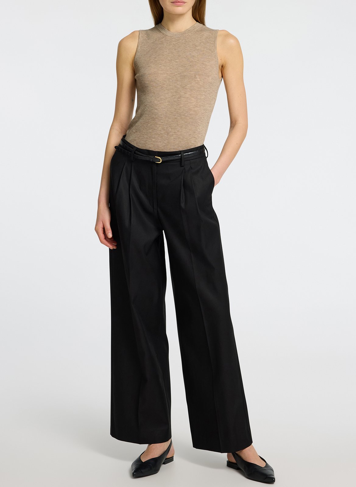 Débardeur ajusté côtelé  Beige