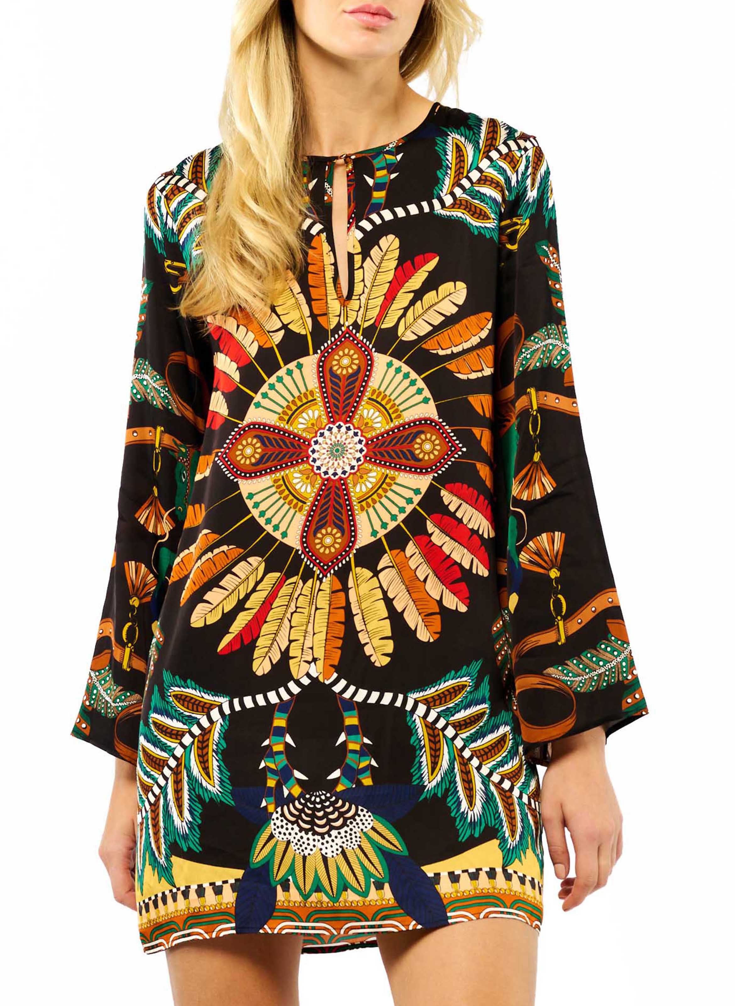 Fanny Juliette printed round-neck short dress WILD Black