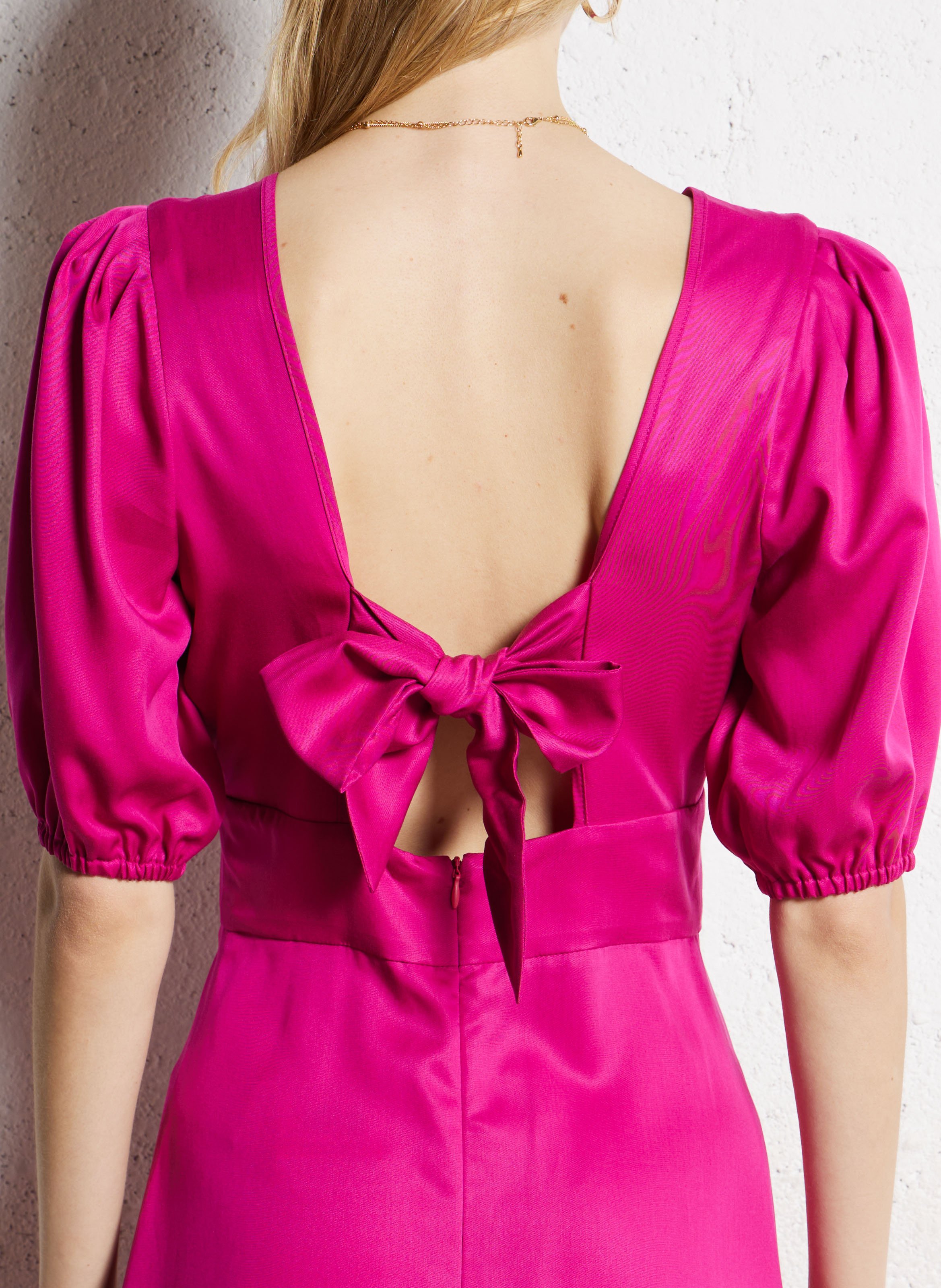 Rechte jurk met ronde hals Roze