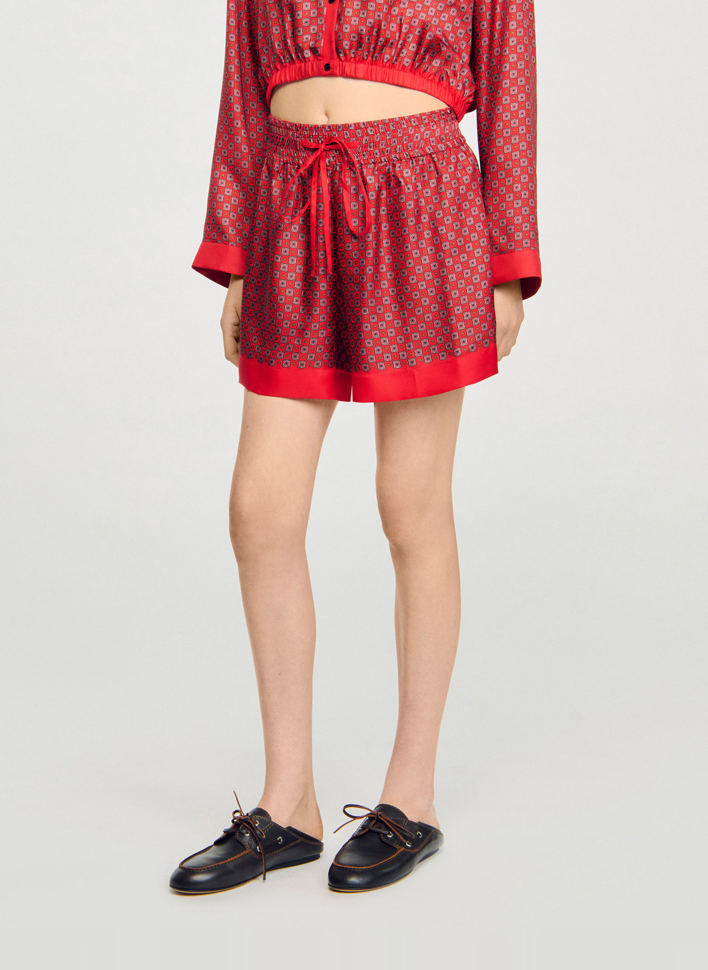 Short large décontracté à motifs SANDRO Rouge