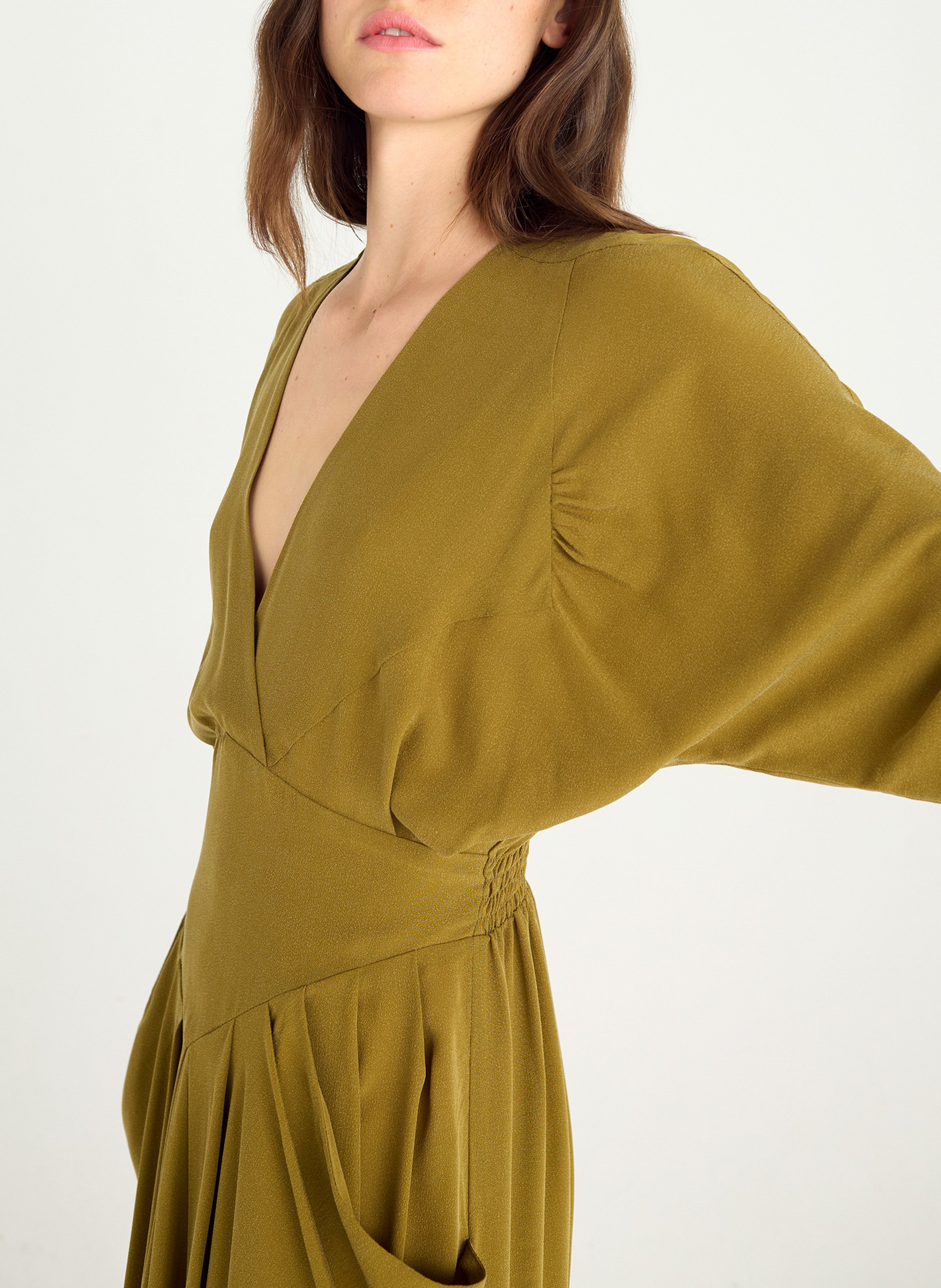 Robe midi col V COTELAC Green