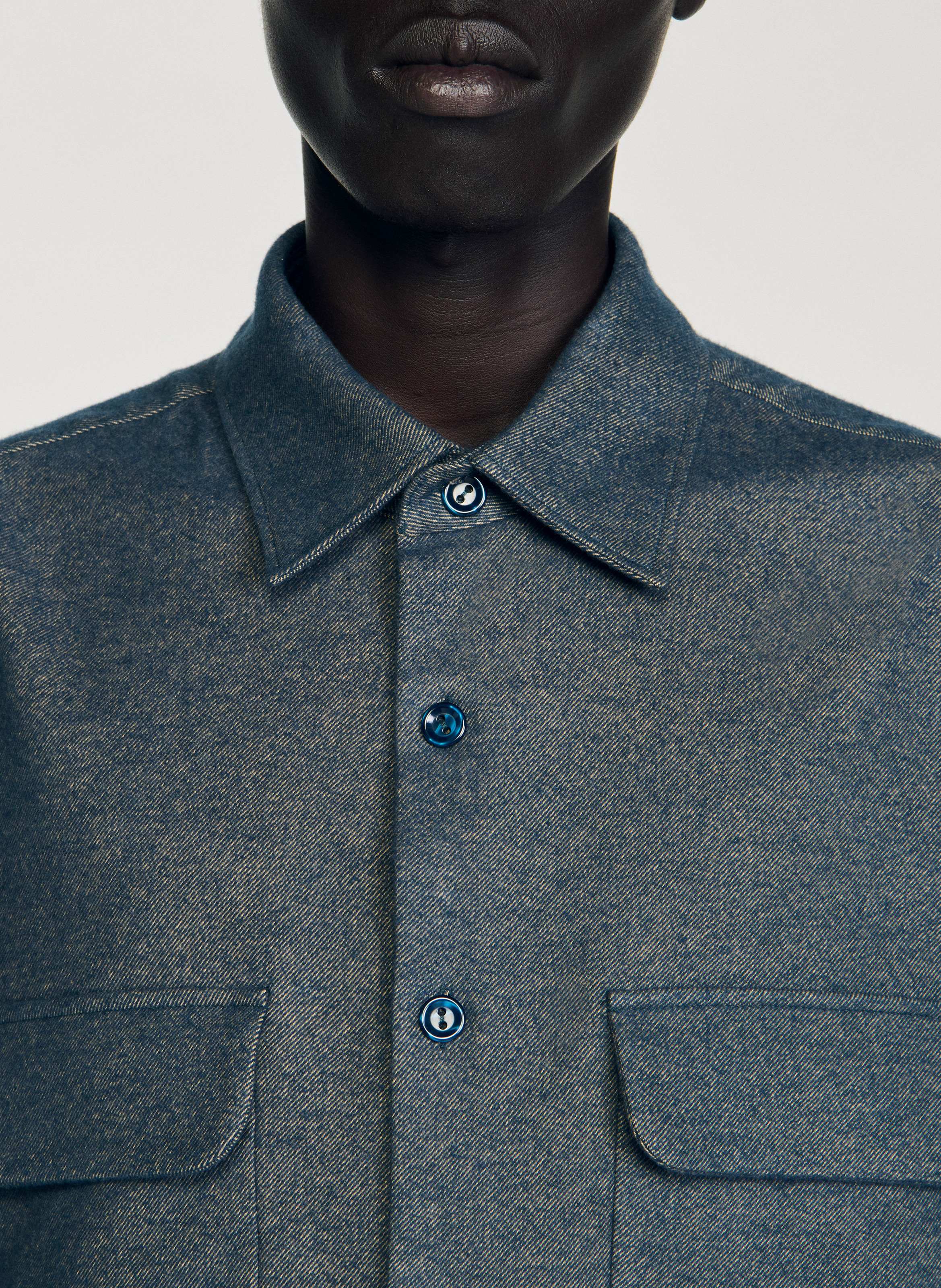 Cotton shirt with classic collar SANDRO Blue
