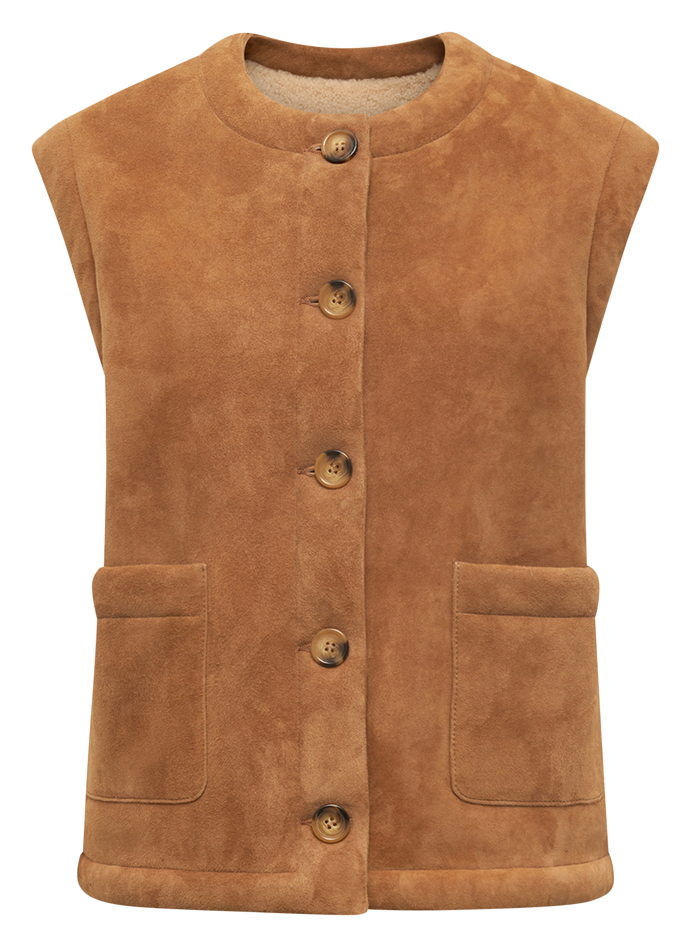 Round-neck leather jacket GERARD DAREL Brown