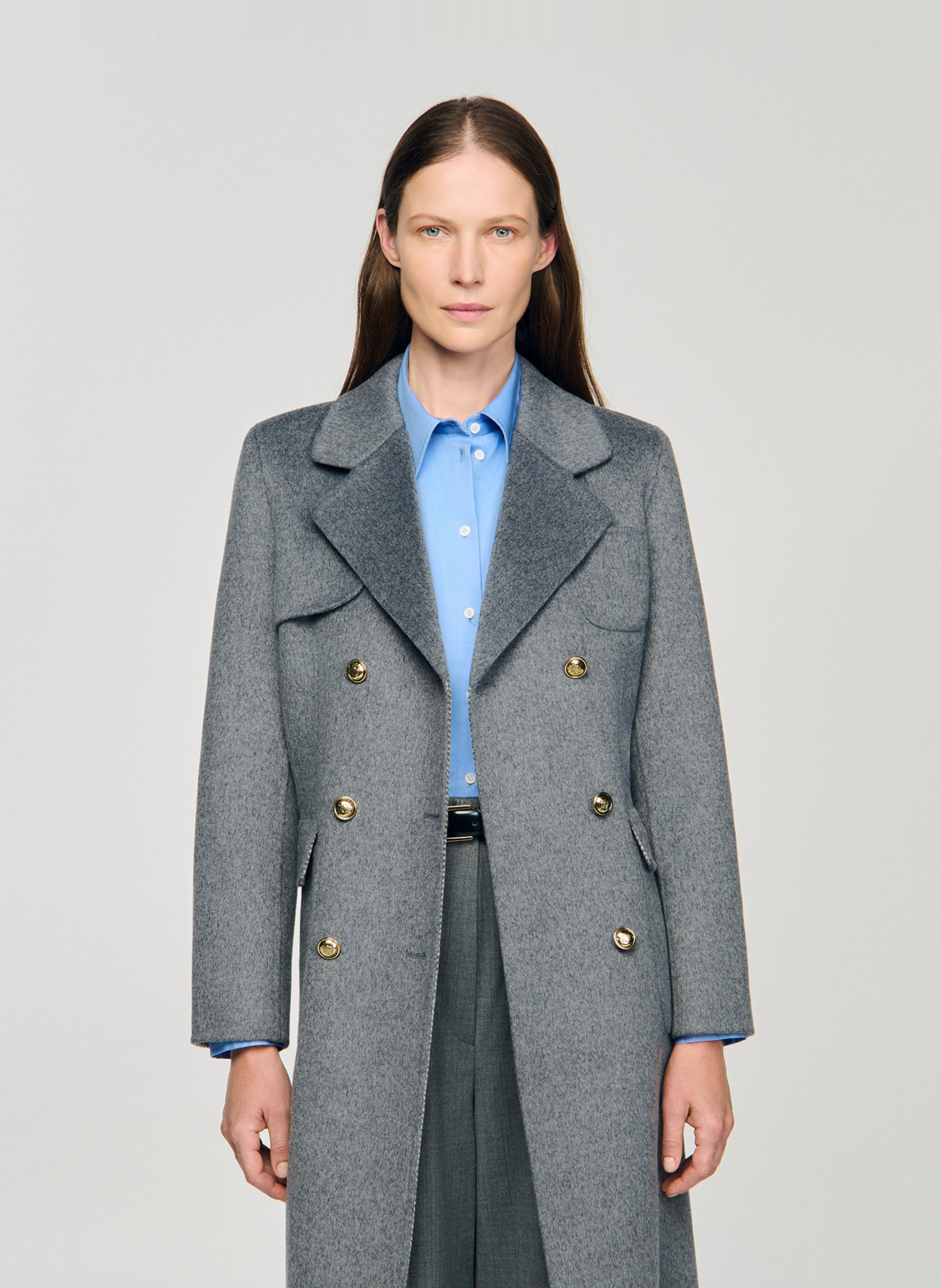 Lange jas SANDRO Grijs