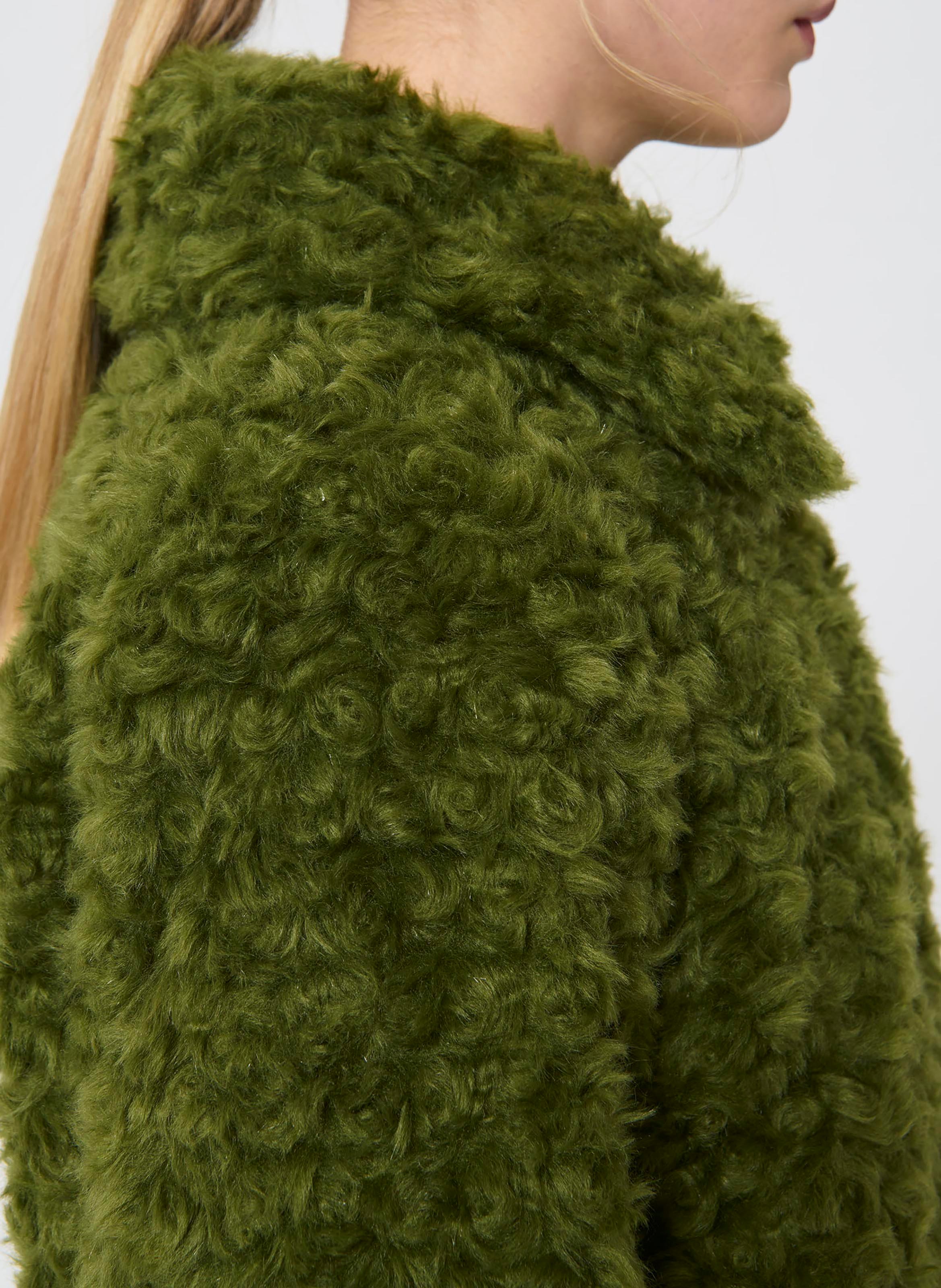Faux fur jacket with classic collar TARA JARMON Green